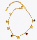 Multicolor Crystal Charm Chain Bracelet