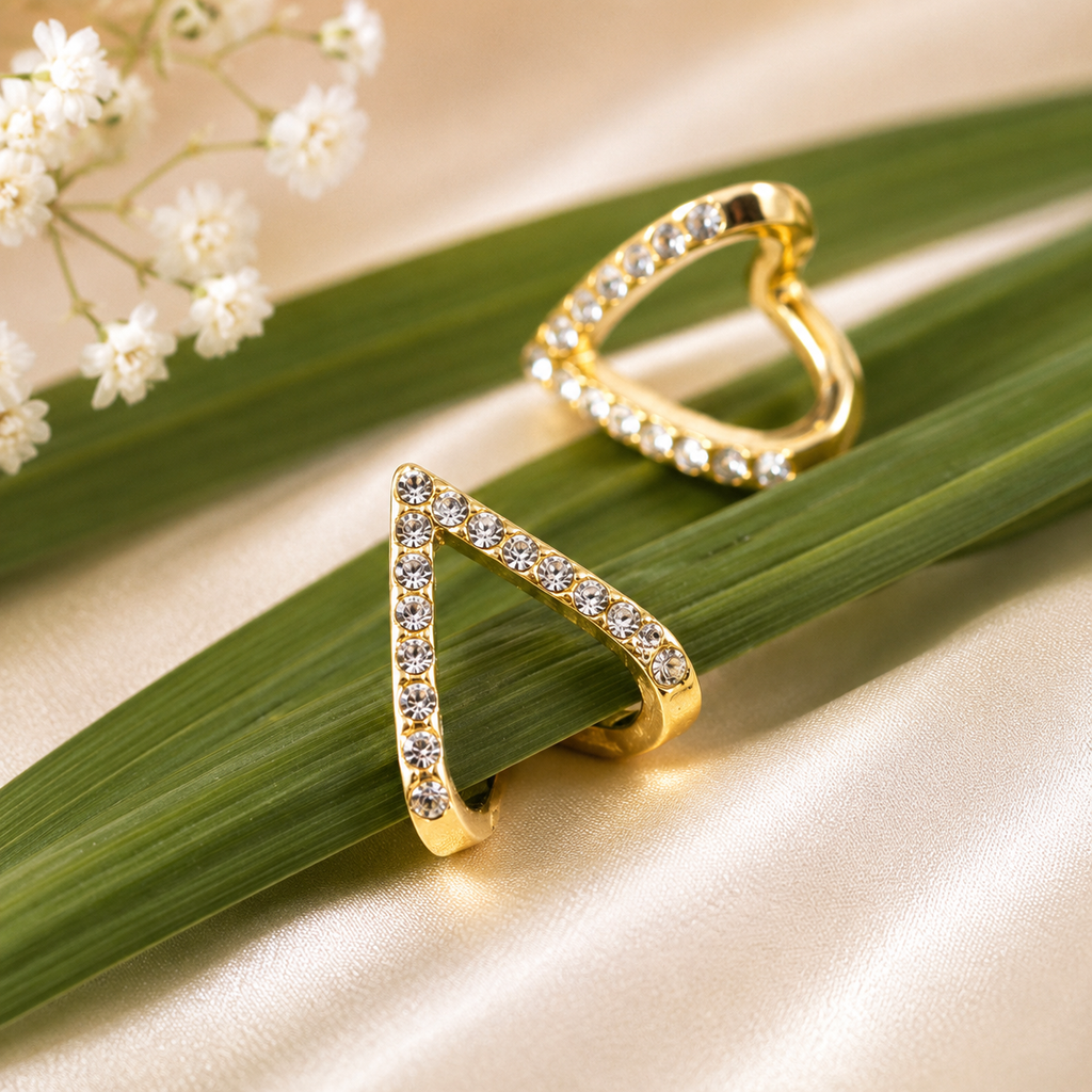 Crystal Heart Huggie Hoop Earrings