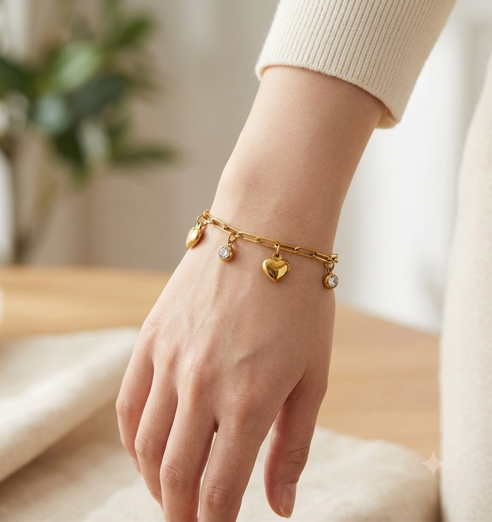 Luxe Heart & Crystal Bracelet