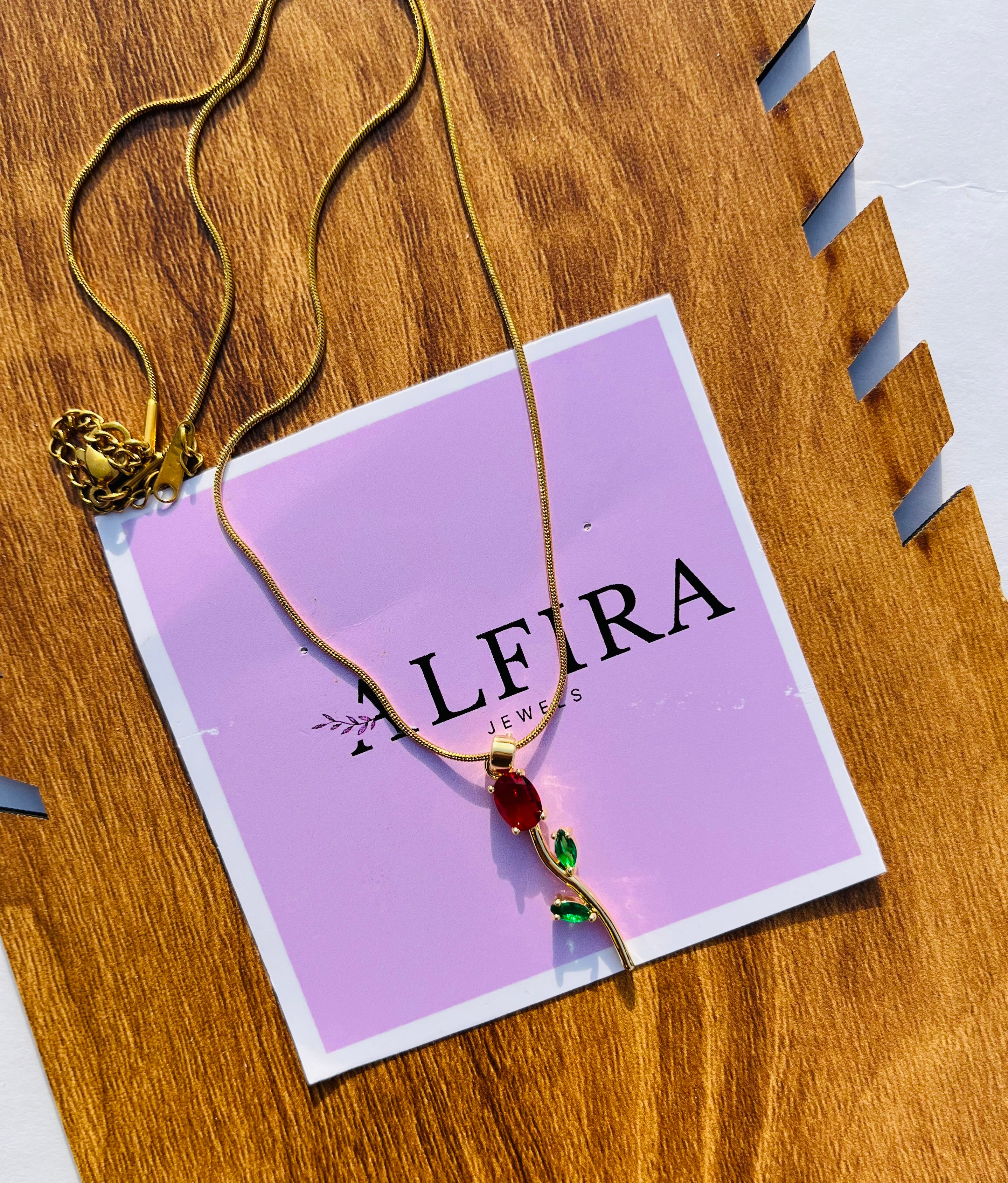 Enchanted Red Tulip Crystal Pendant