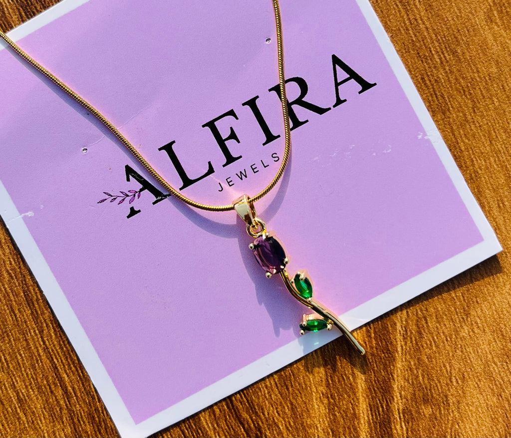 Crystal wine Tulip Necklace