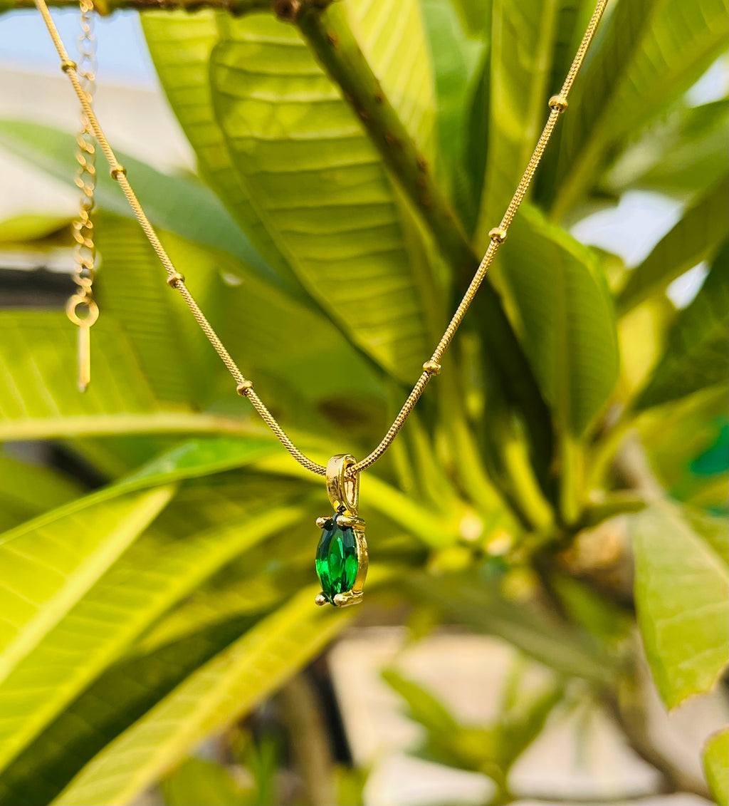 Green Gem Drop Necklace