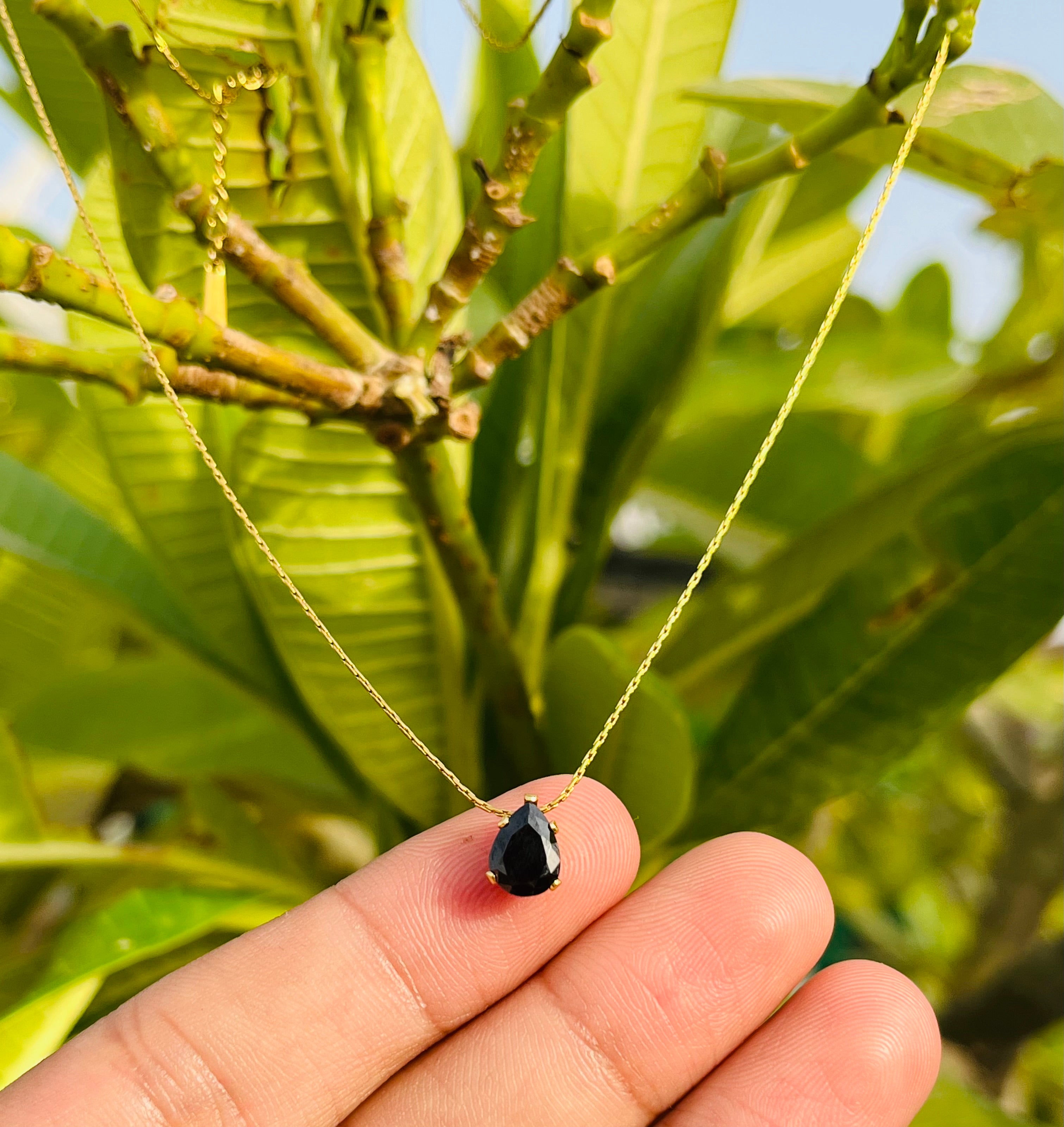 Dainty Black Gem Necklace