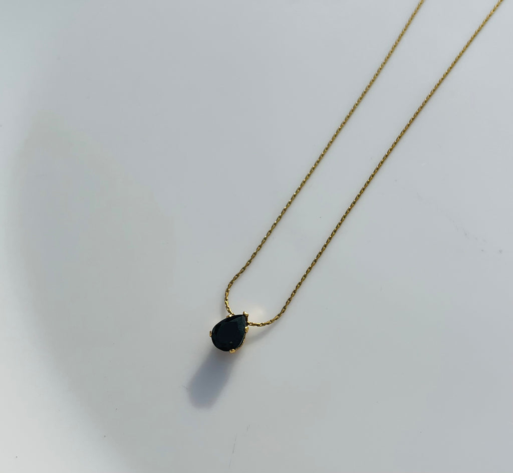 Dainty Black Gem Necklace