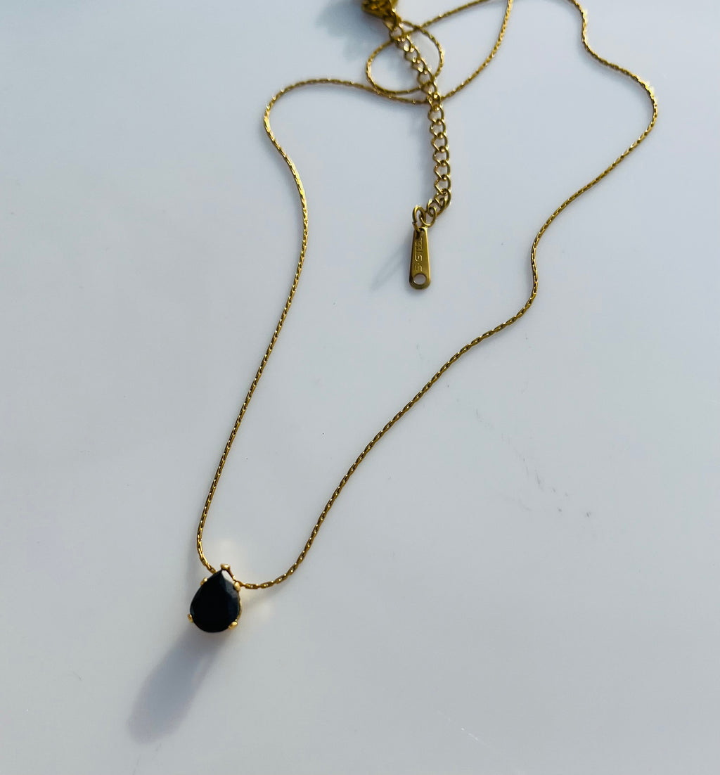Dainty Black Gem Necklace