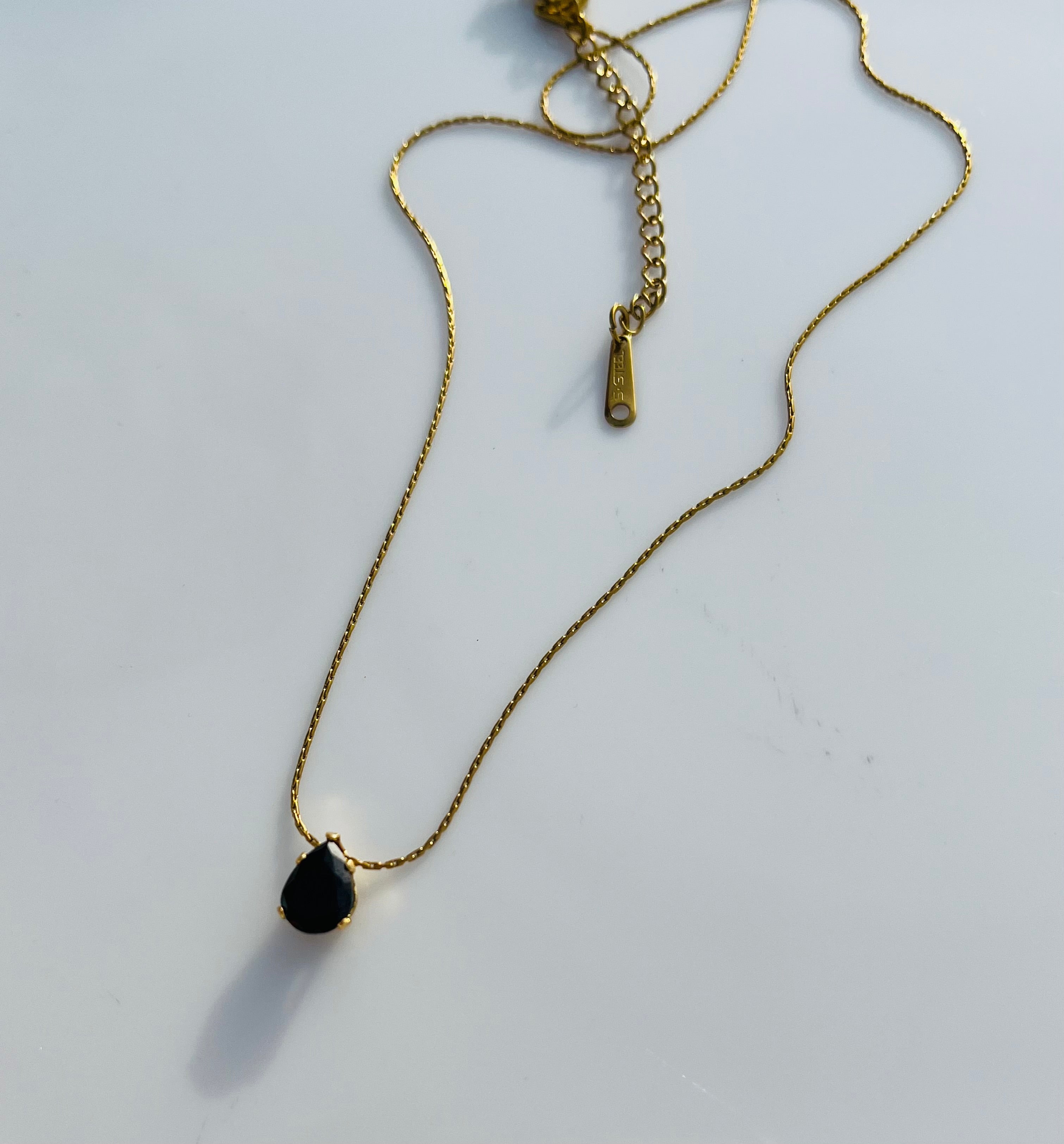 Dainty Black Gem Necklace