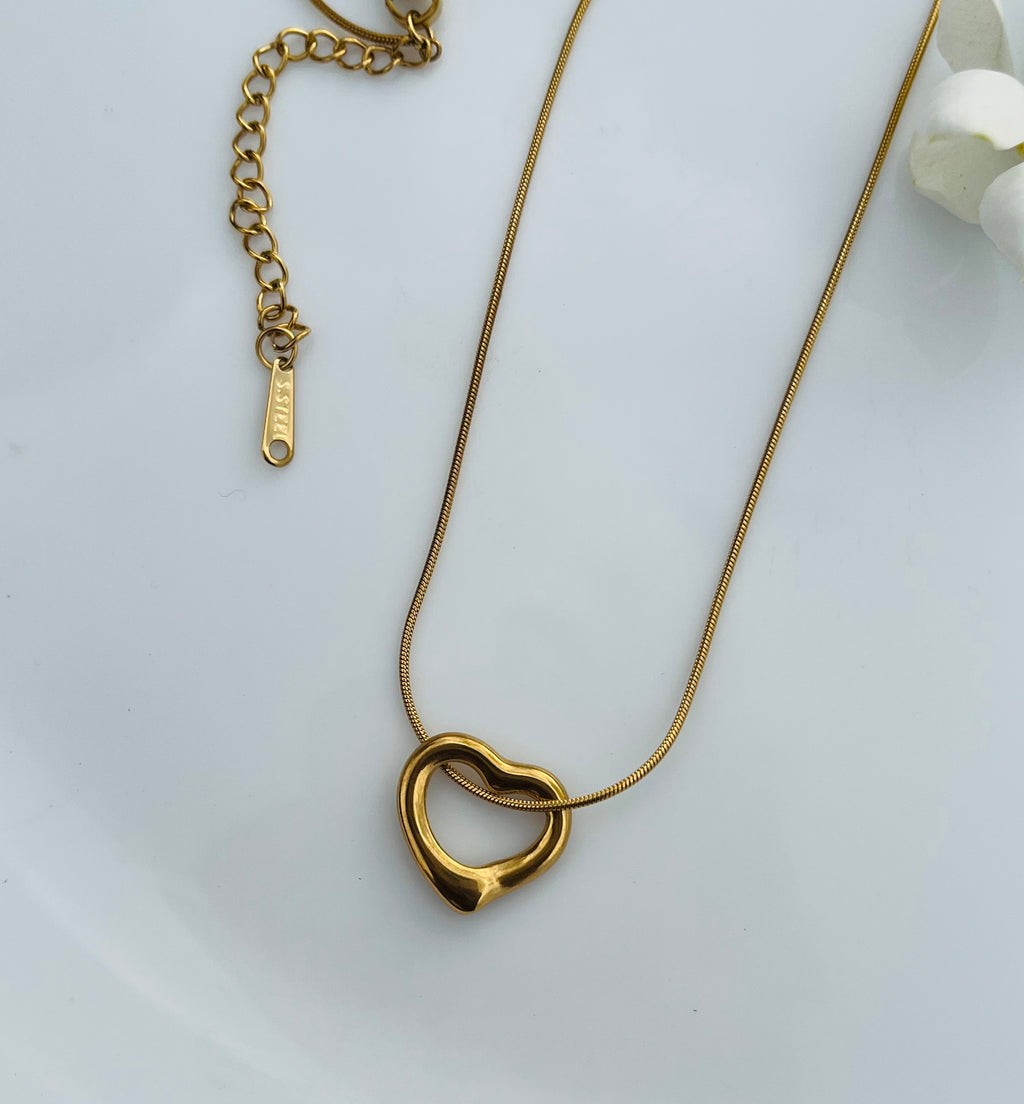 Golden Heart Loop Necklace
