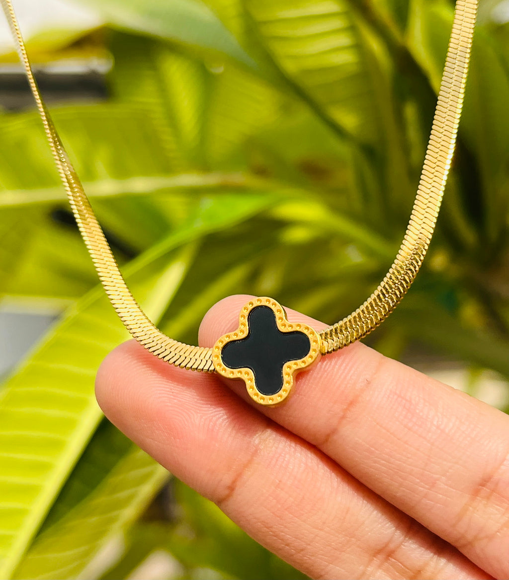Black clover gold pendent