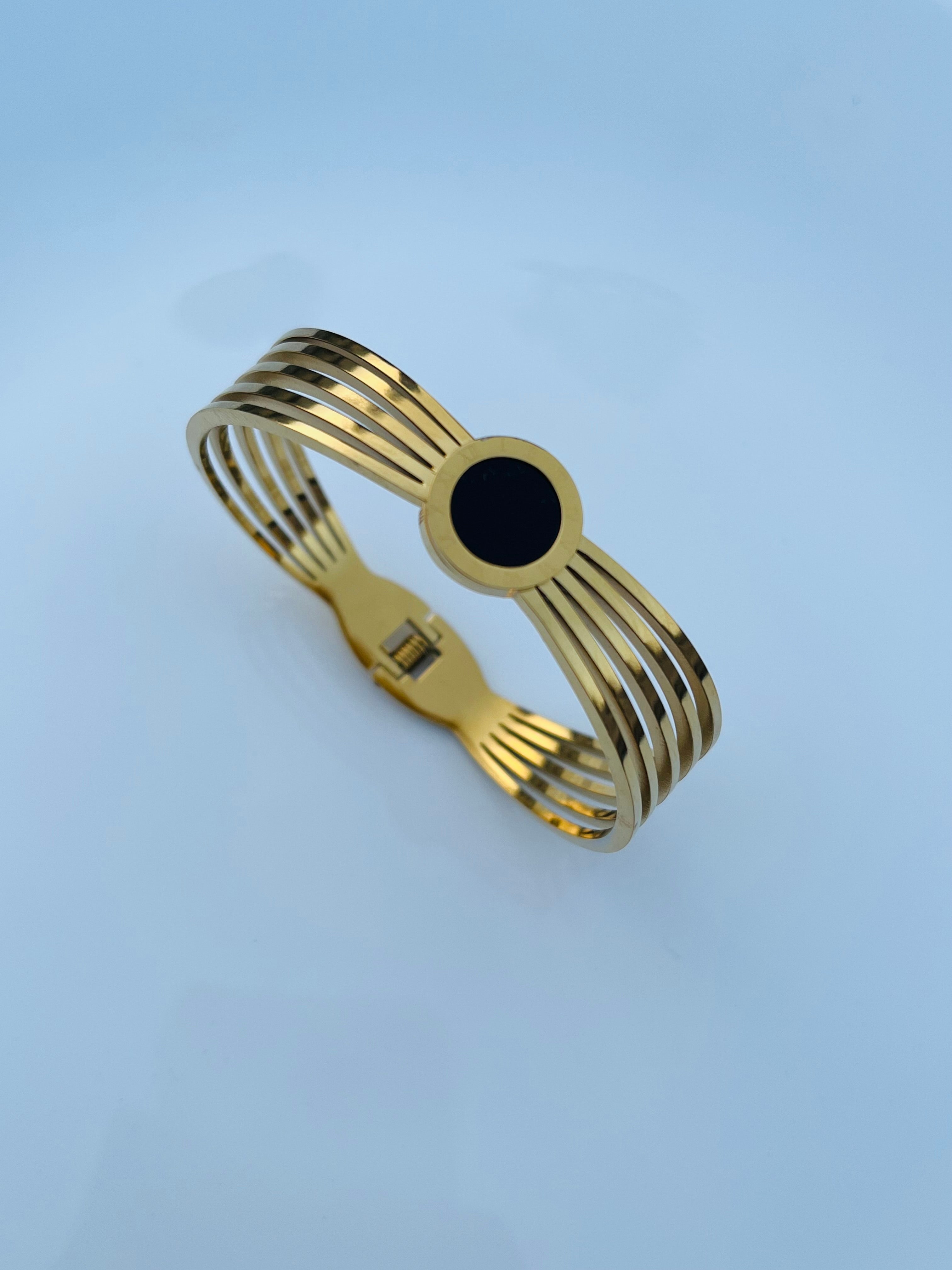 Luxury Gold Cuff Bracelet with Black Accent
