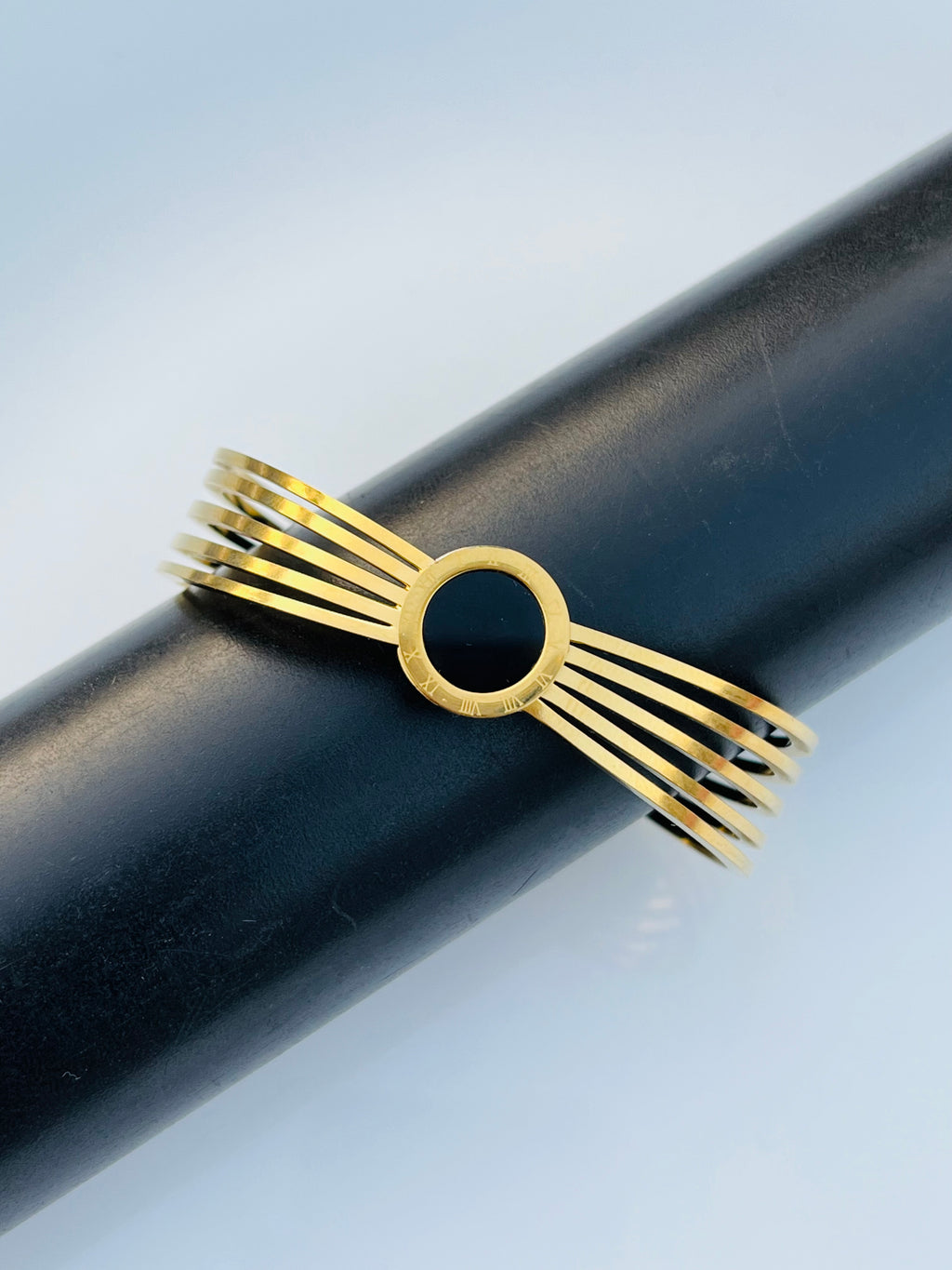 Luxury Gold Cuff Bracelet with Black Accent