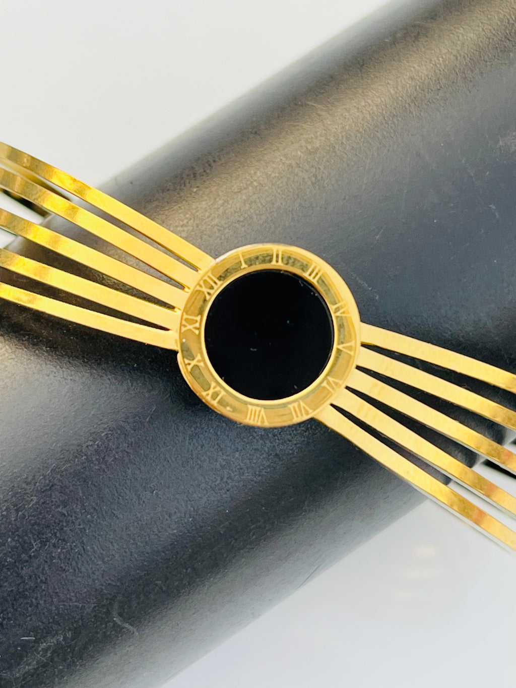 Luxury Gold Cuff Bracelet with Black Accent