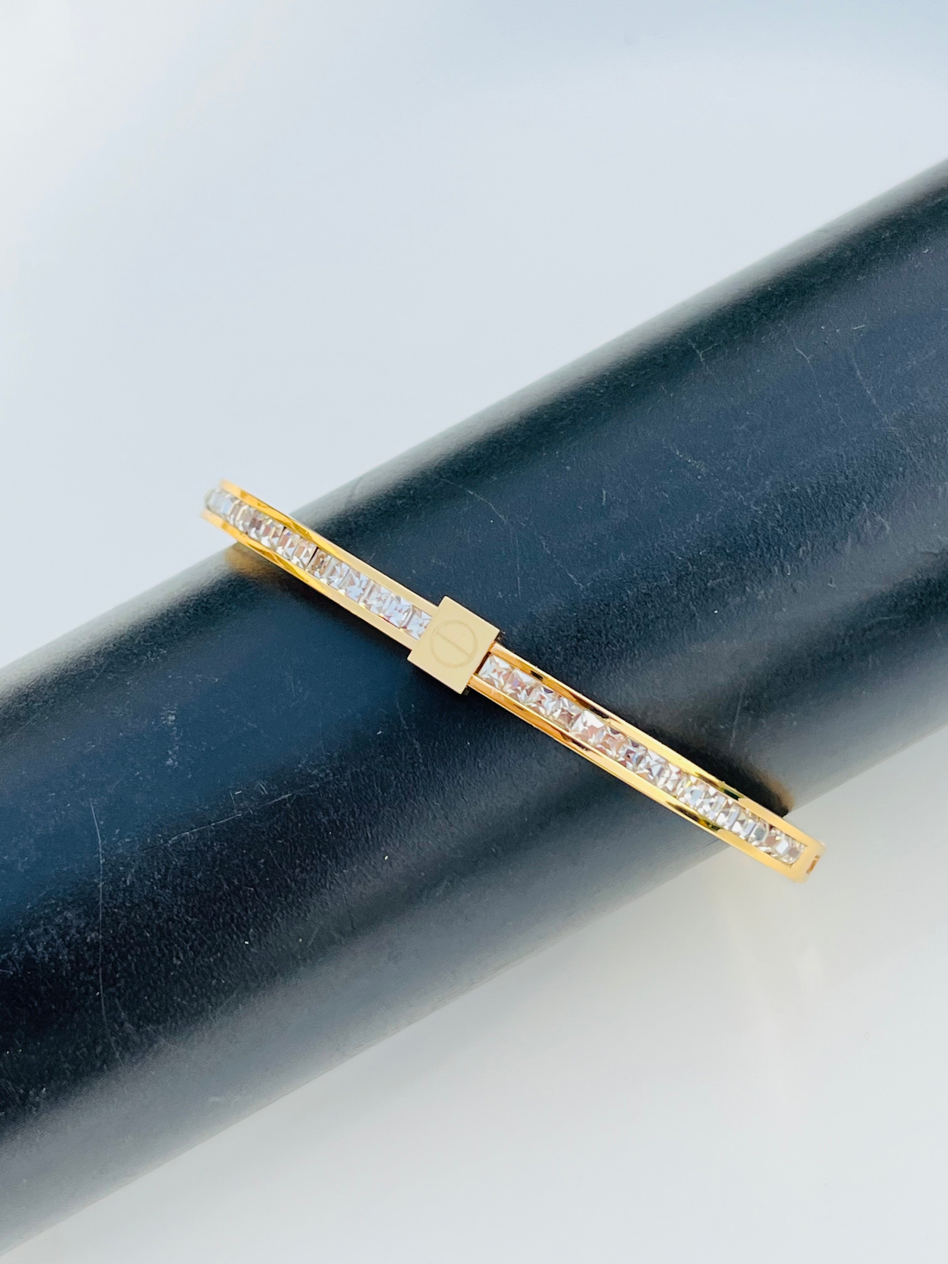 Sleek Gold Crystal Tennis Baby Size Bangles