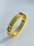 Crystal Clover Gold Bangle