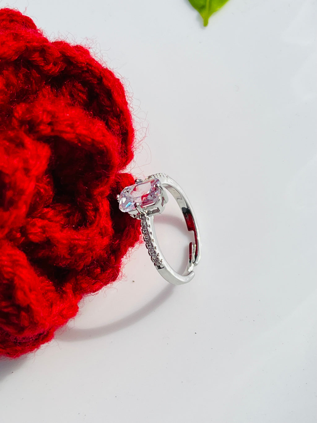 Bezel Round Silver Adjustable Ring