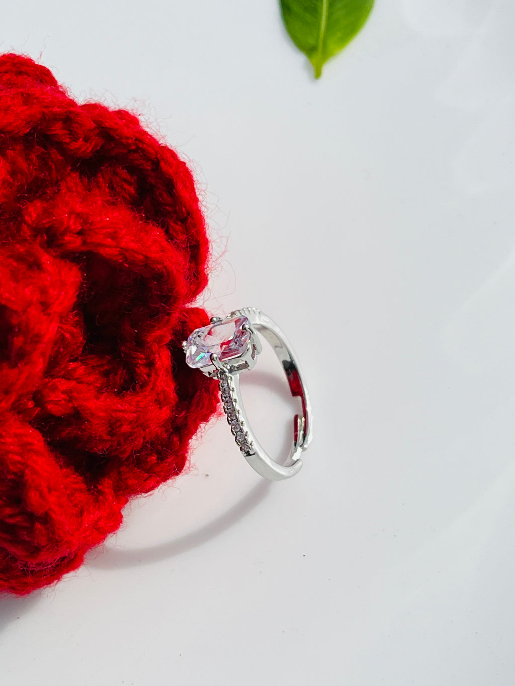 Bezel Round Silver Adjustable Ring
