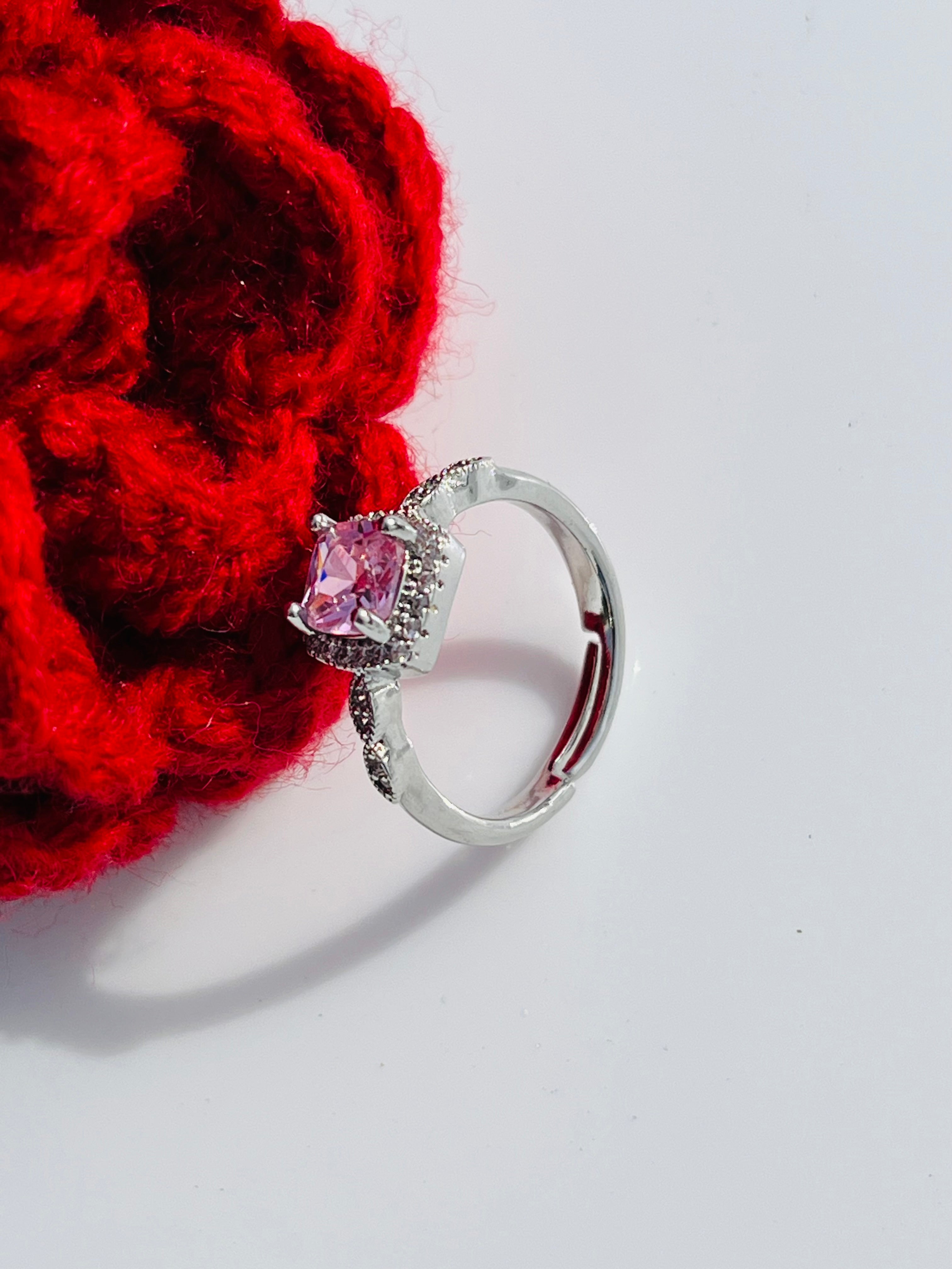 Bold Pink Stone Adjustable Ring