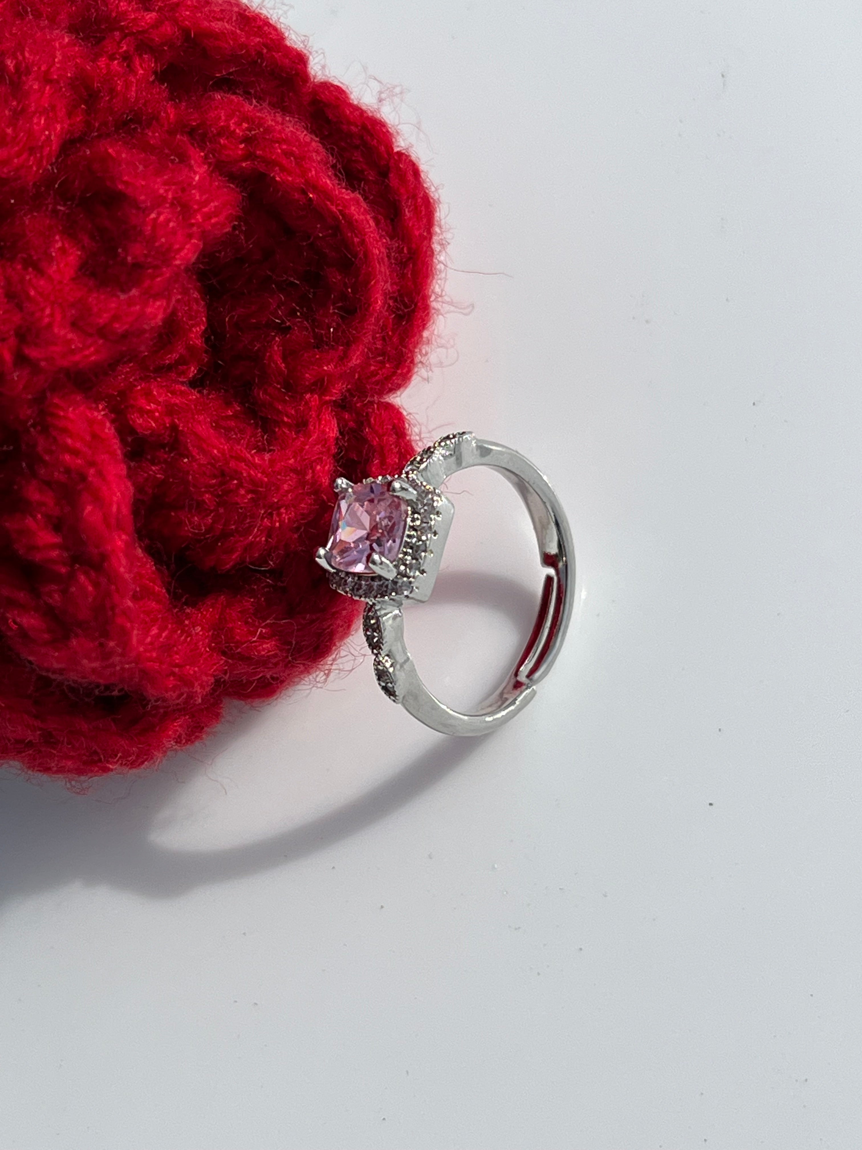 Bold Pink Stone Adjustable Ring