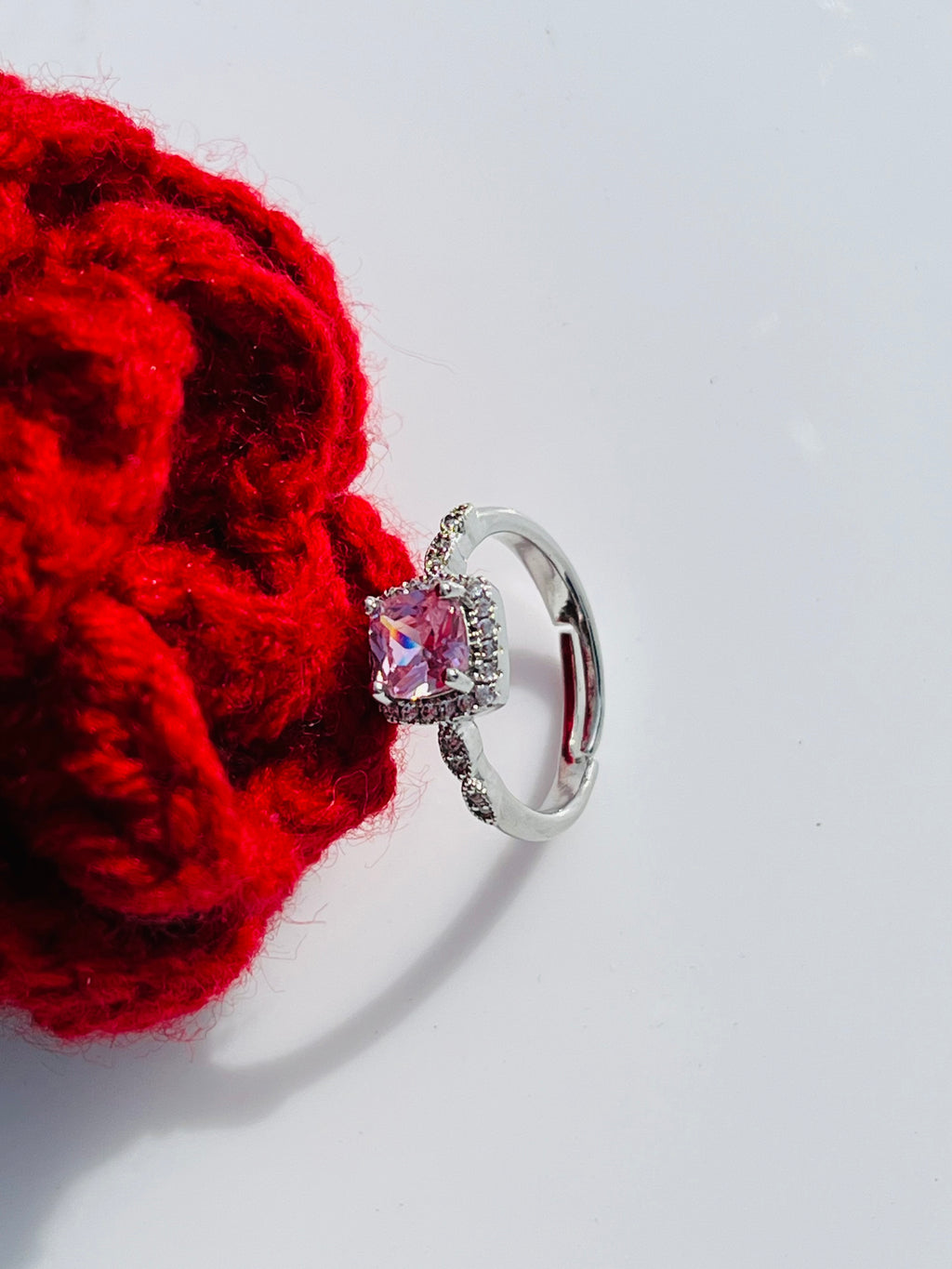 Bold Pink Stone Adjustable Ring