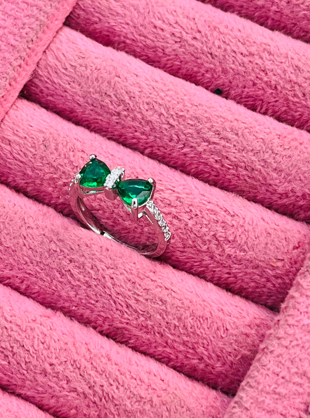 Sparle Elegance Green Bow Adjustable Ring