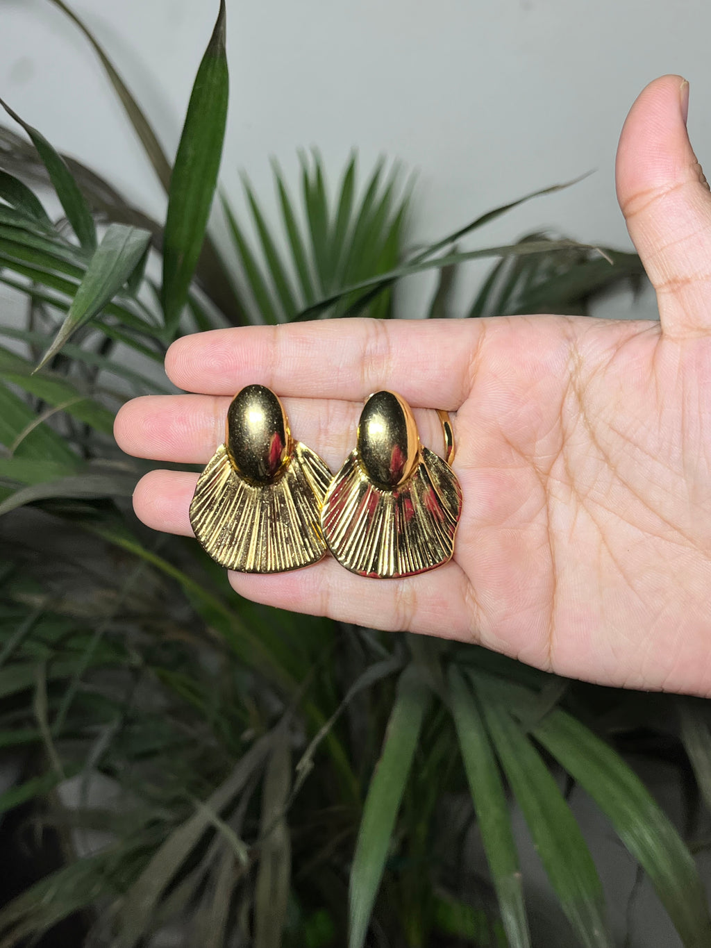 Golden Shell Statement Earrings