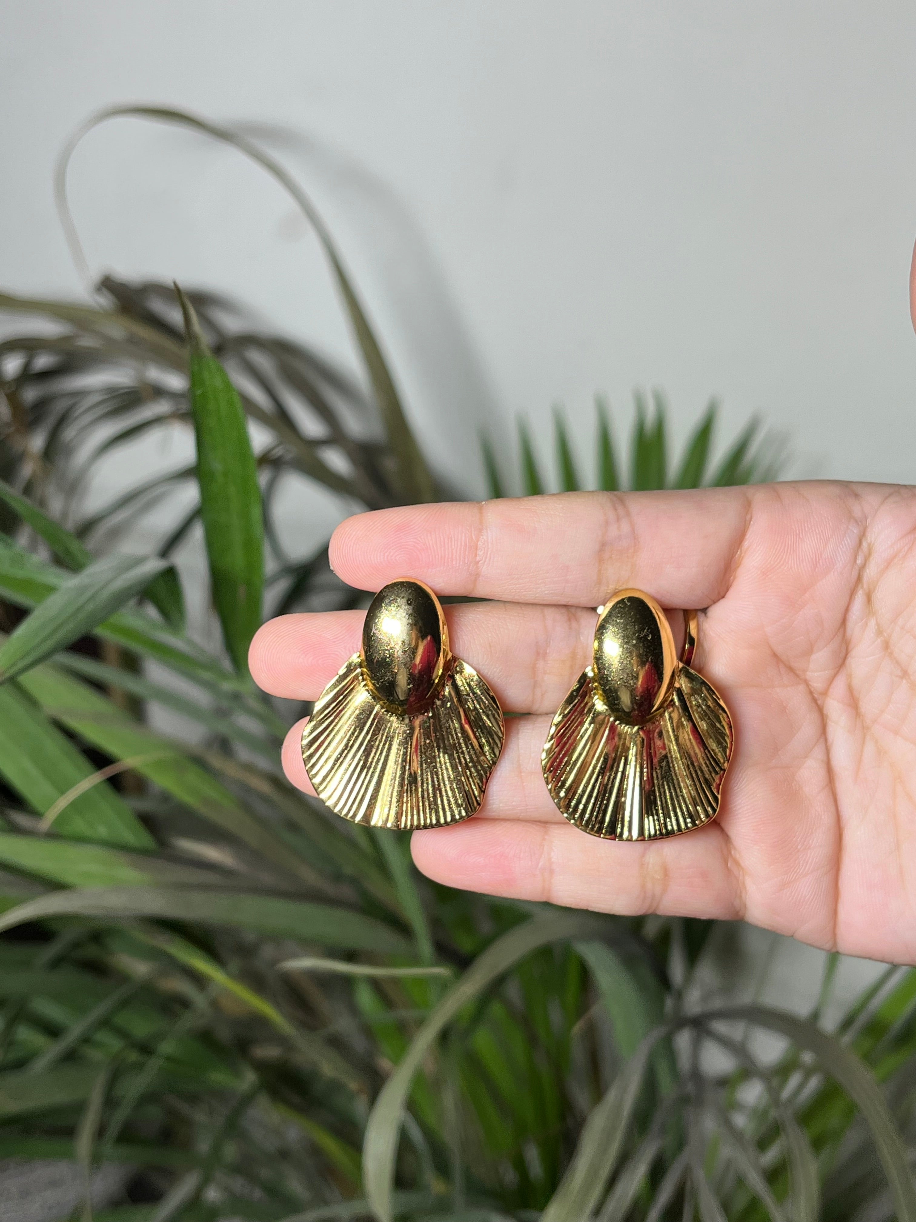 Golden Shell Statement Earrings