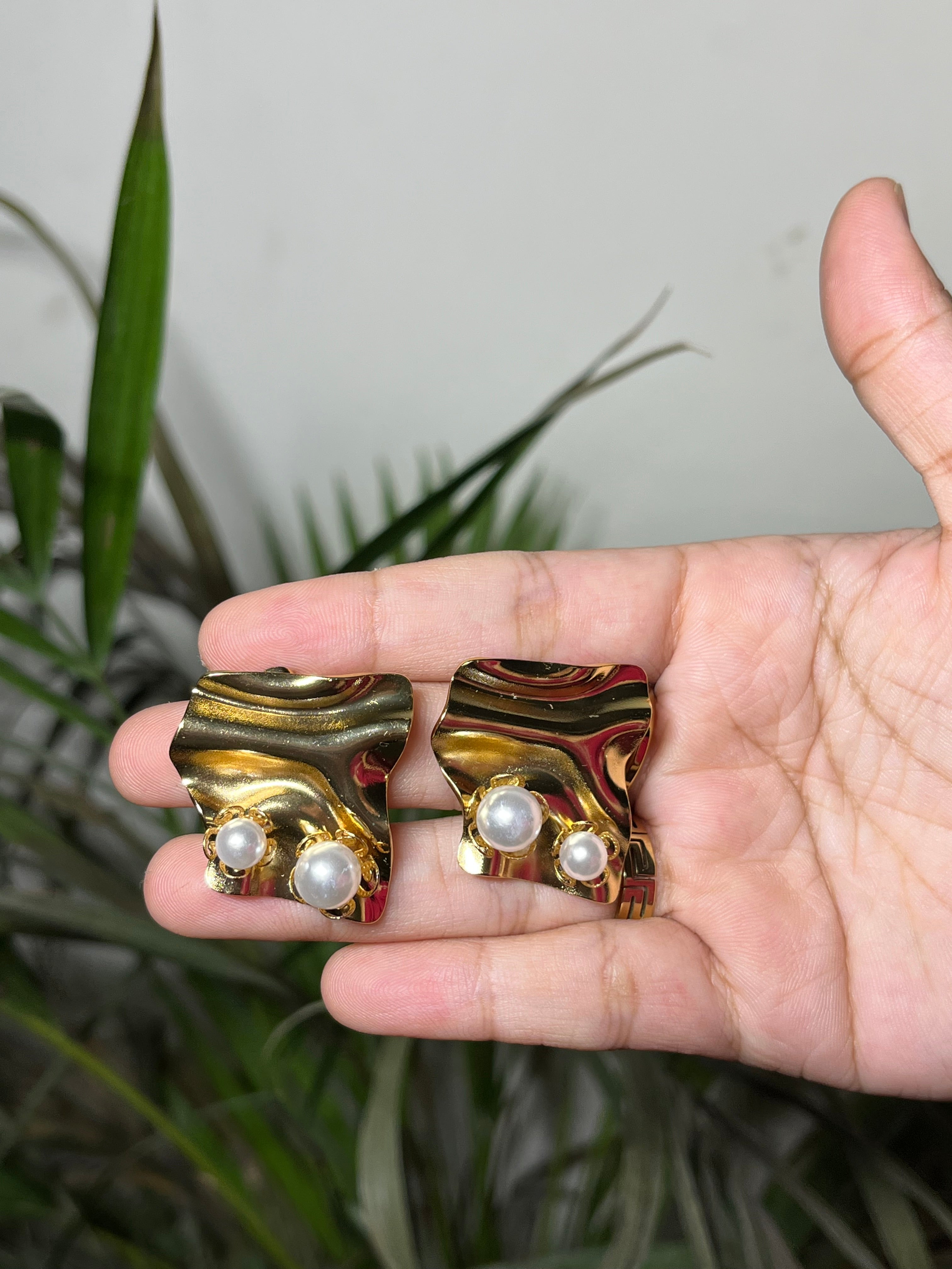 Pearl Wave Statement Earrings