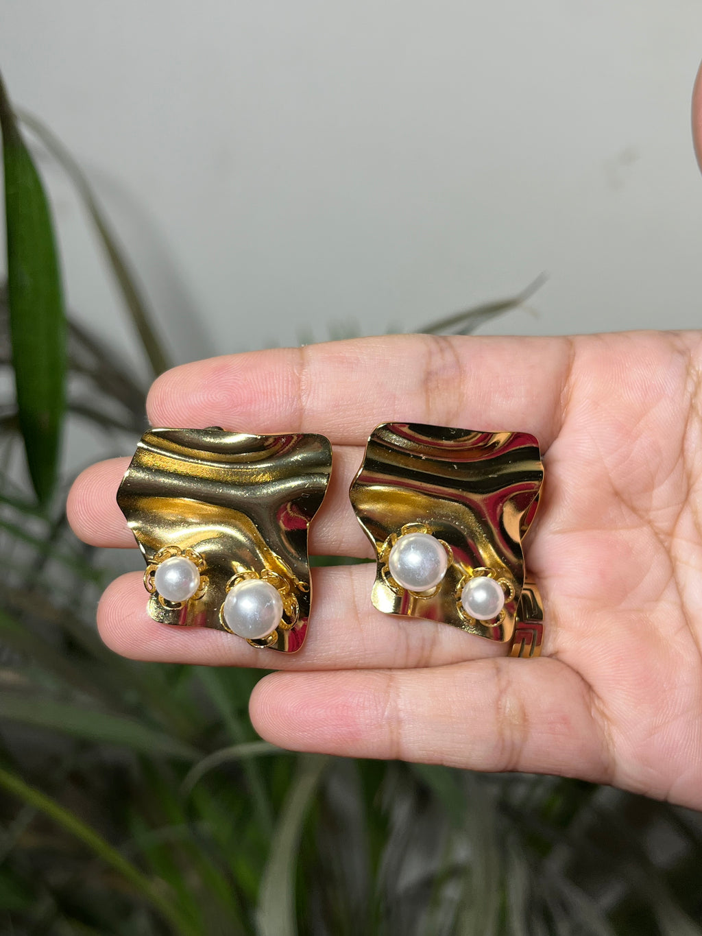 Pearl Wave Statement Earrings