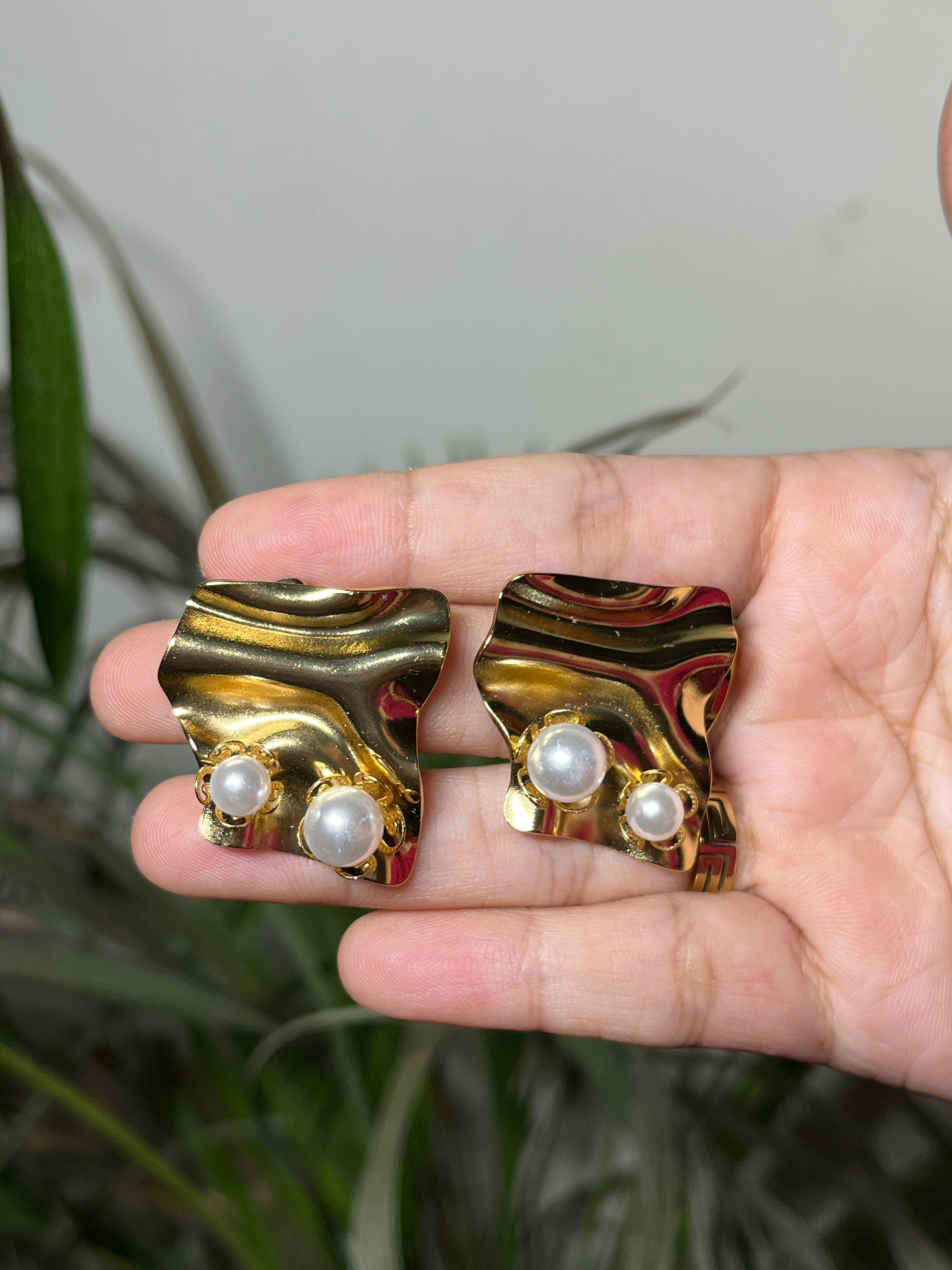 Pearl Wave Statement Earrings