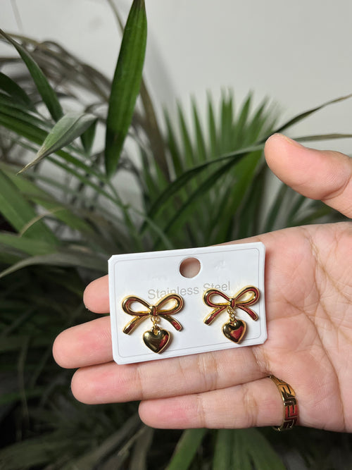 Amora Bow Heart Earrings
