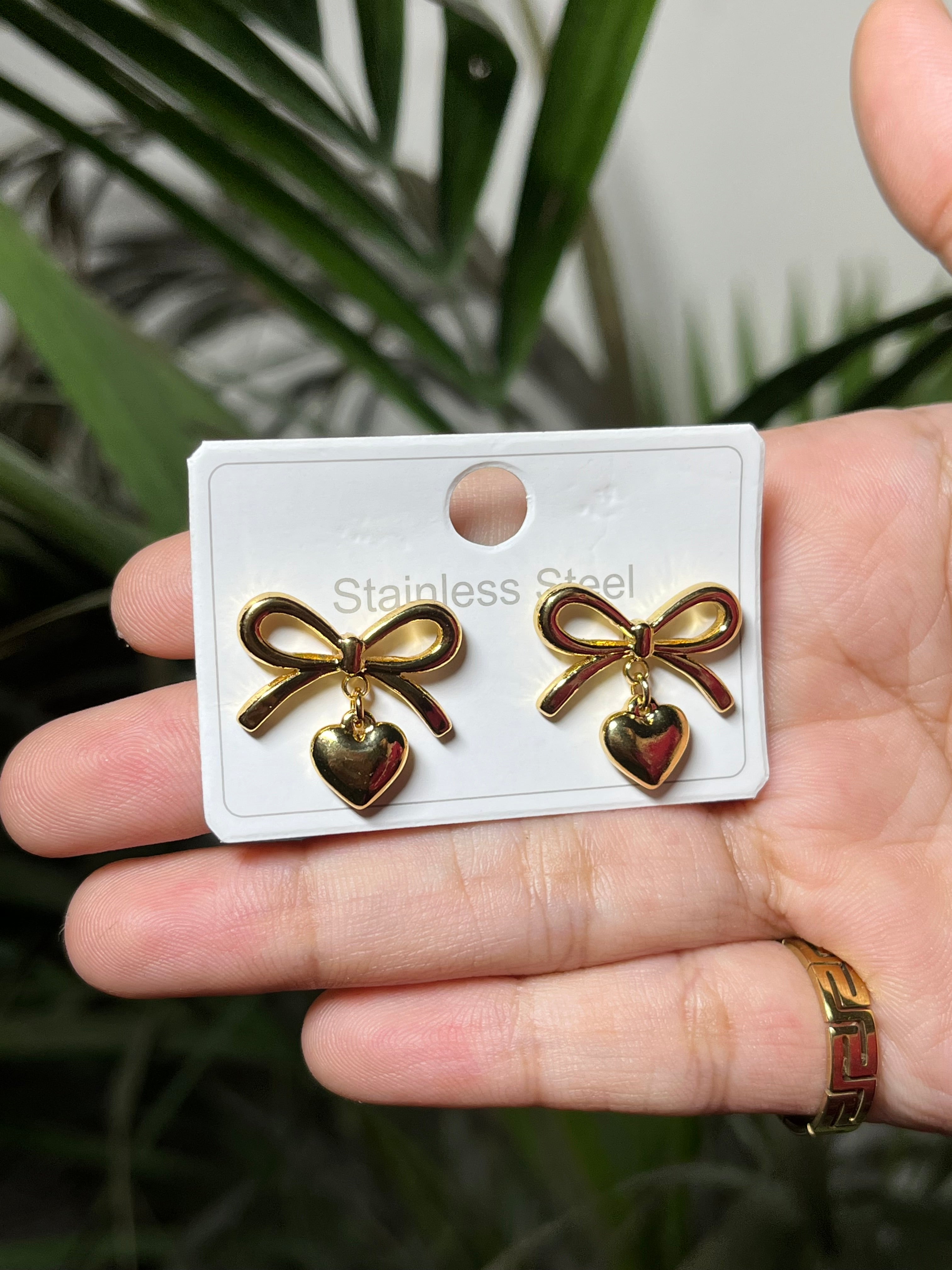 Amora Bow Heart Earrings