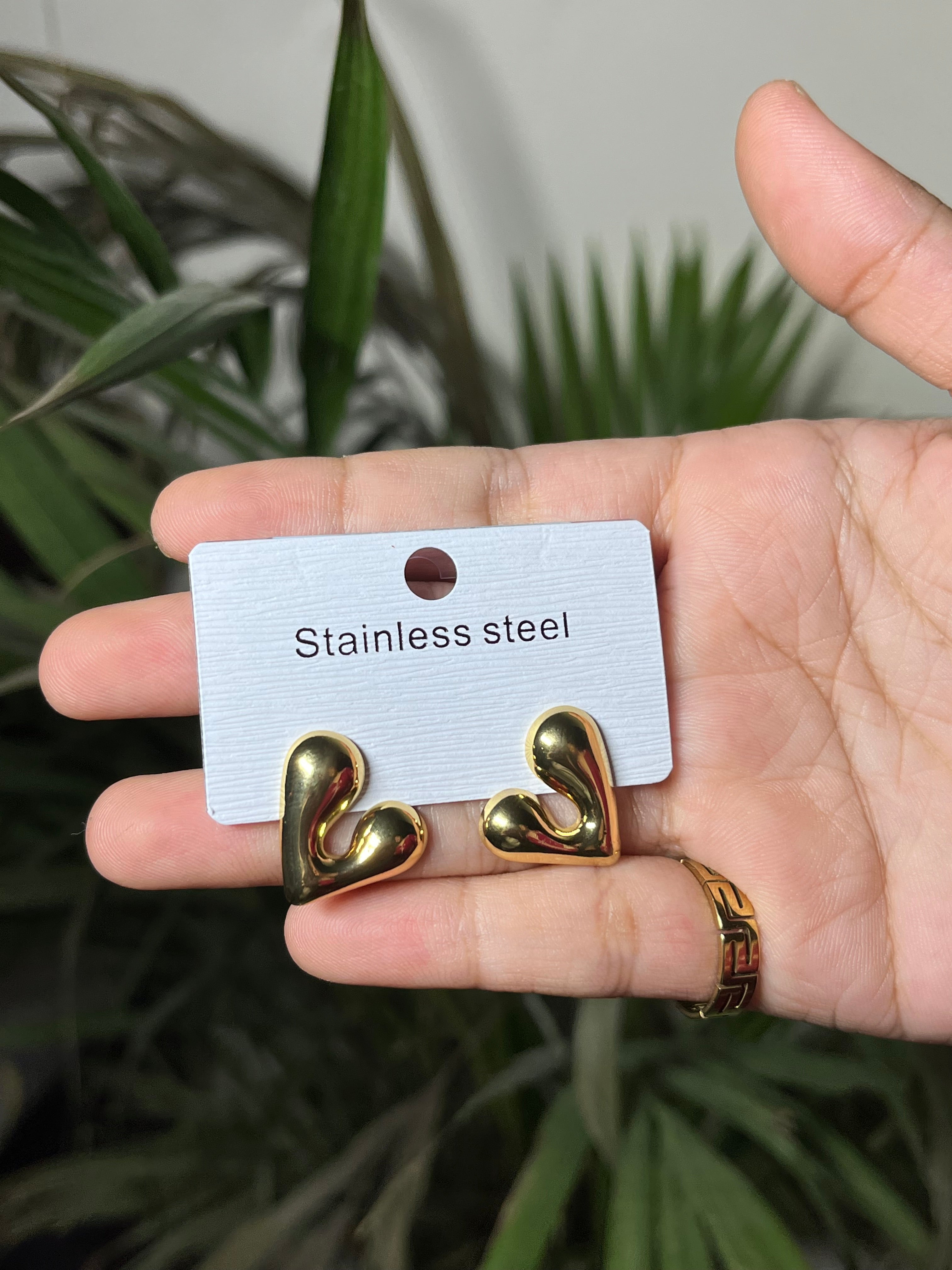 Puffy Heart Stud Earrings