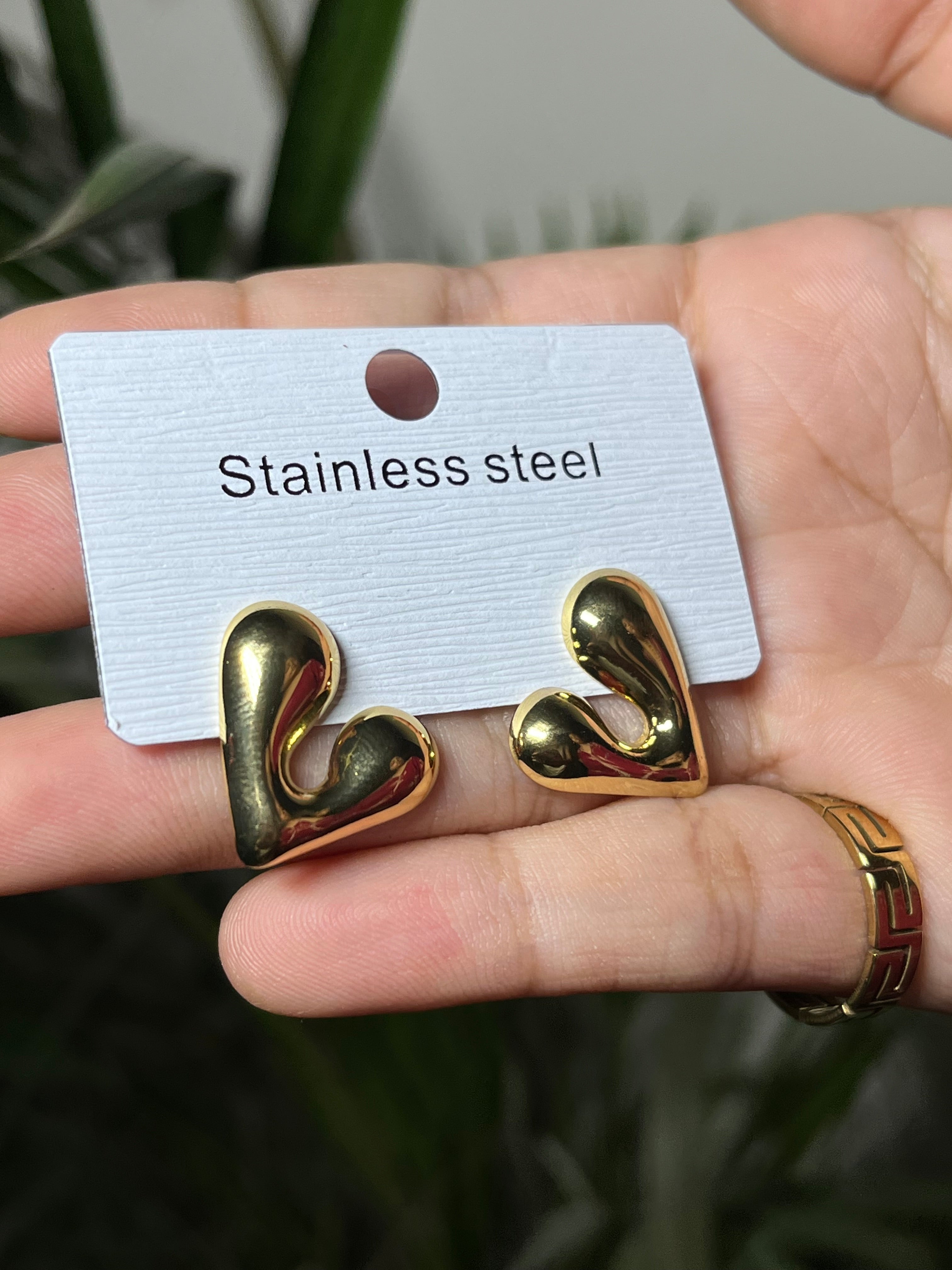 Puffy Heart Stud Earrings