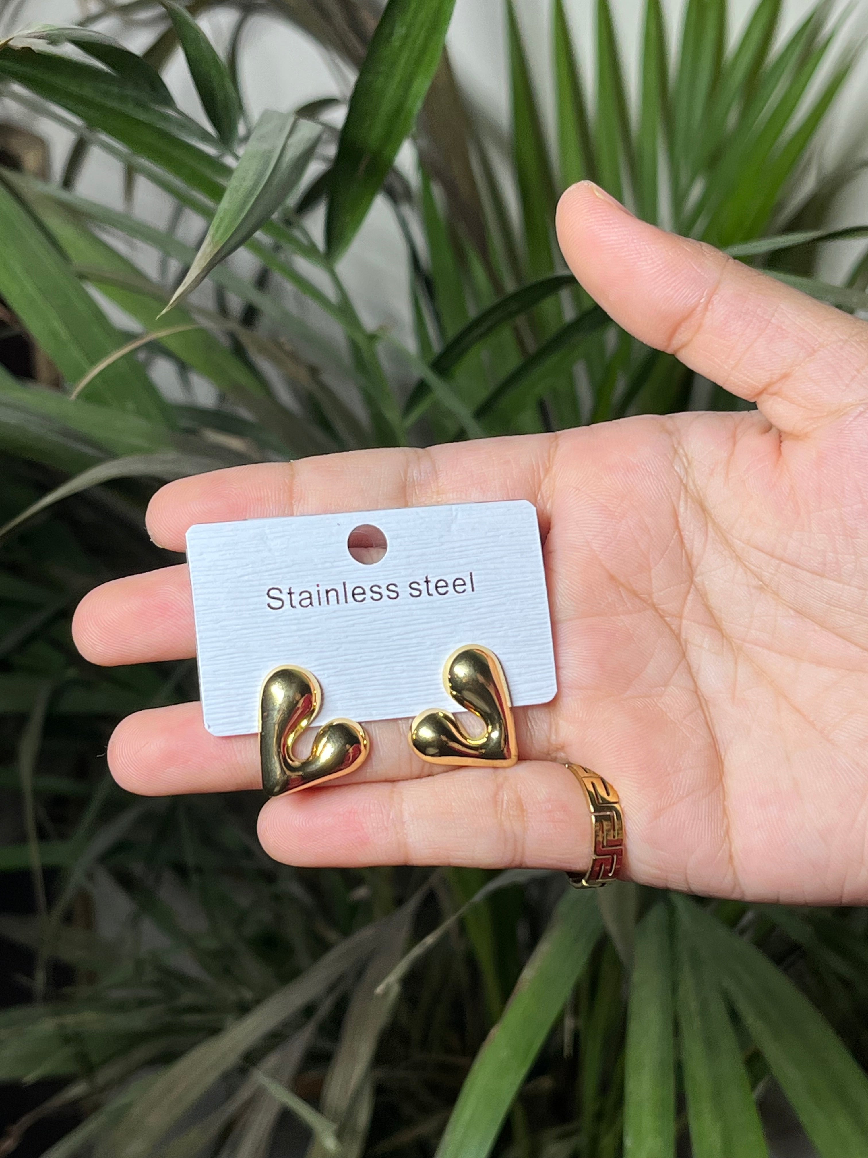 Puffy Heart Stud Earrings