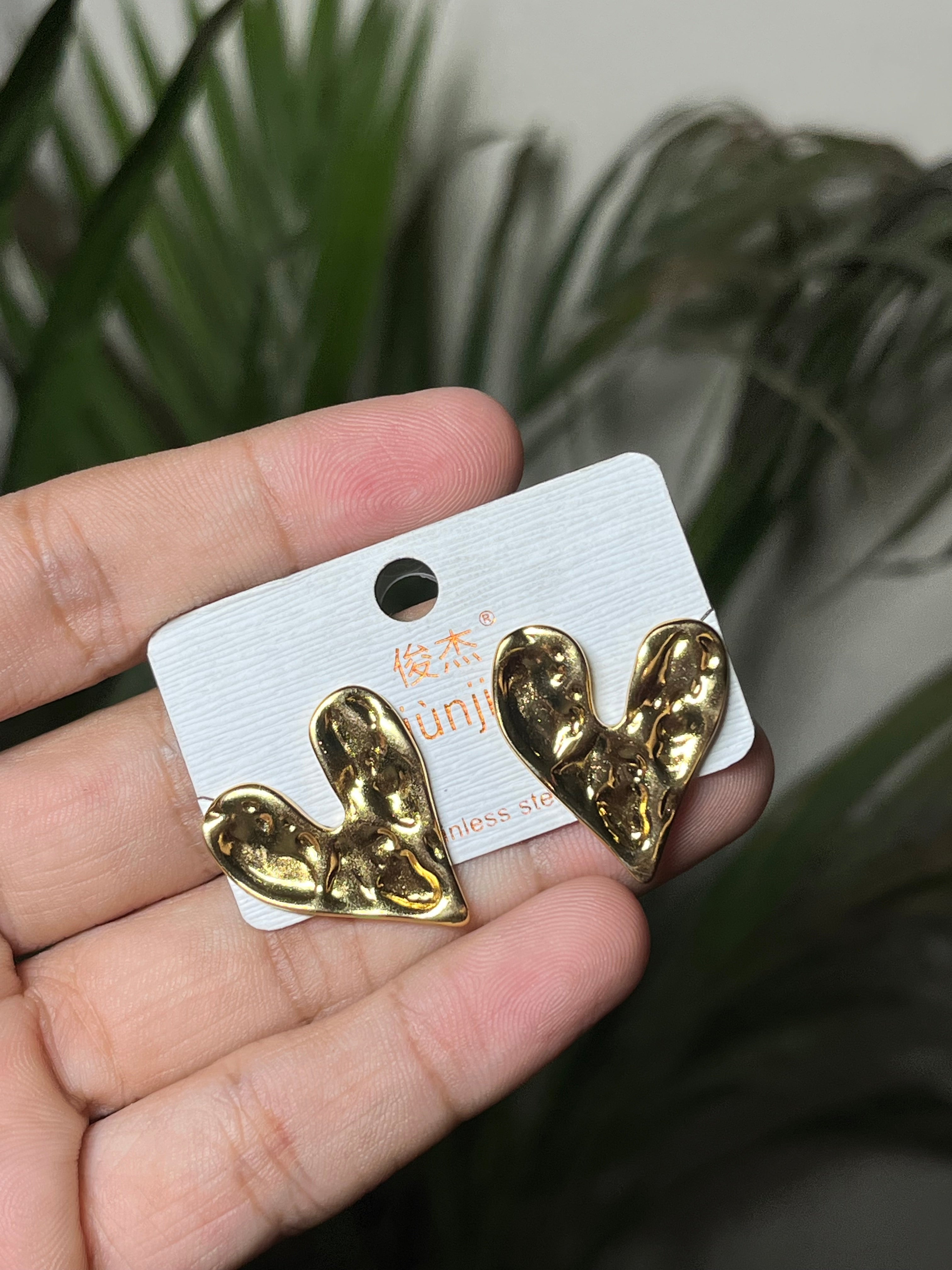 Melted Heart Stud Earrings