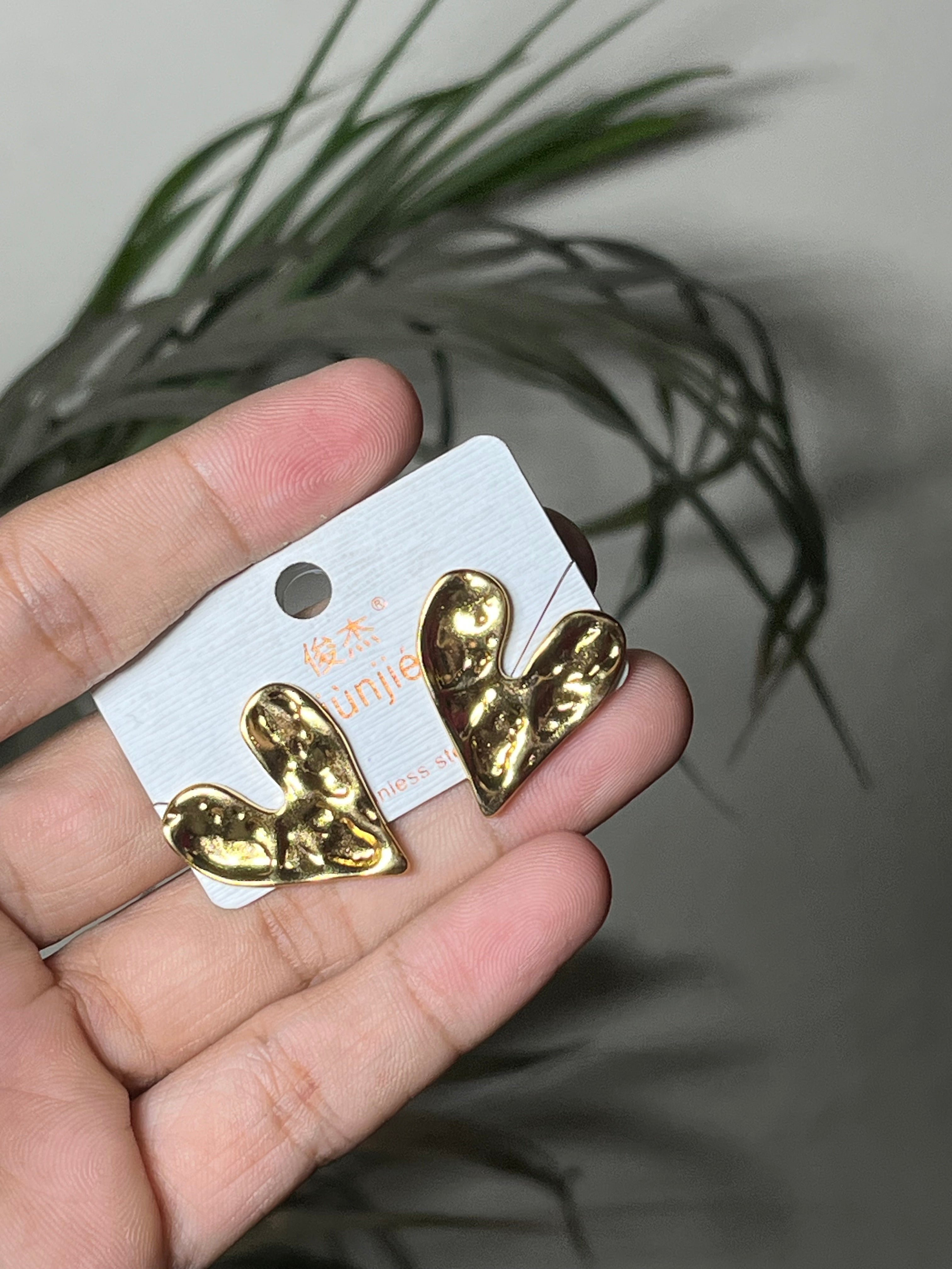Melted Heart Stud Earrings