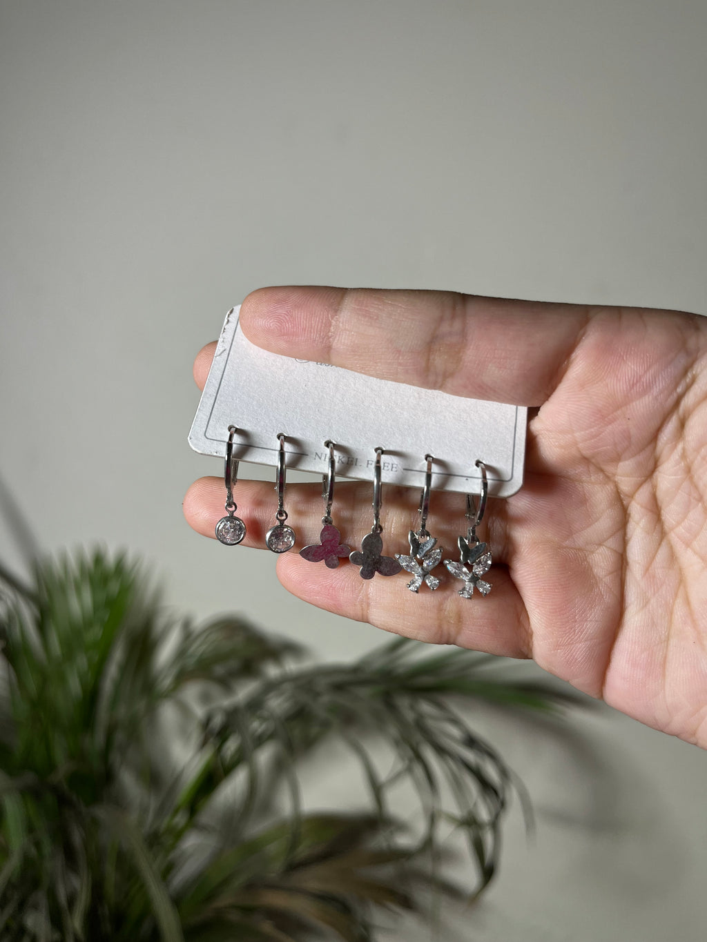 3 Pair Charm Hoop Silver Earrings Set