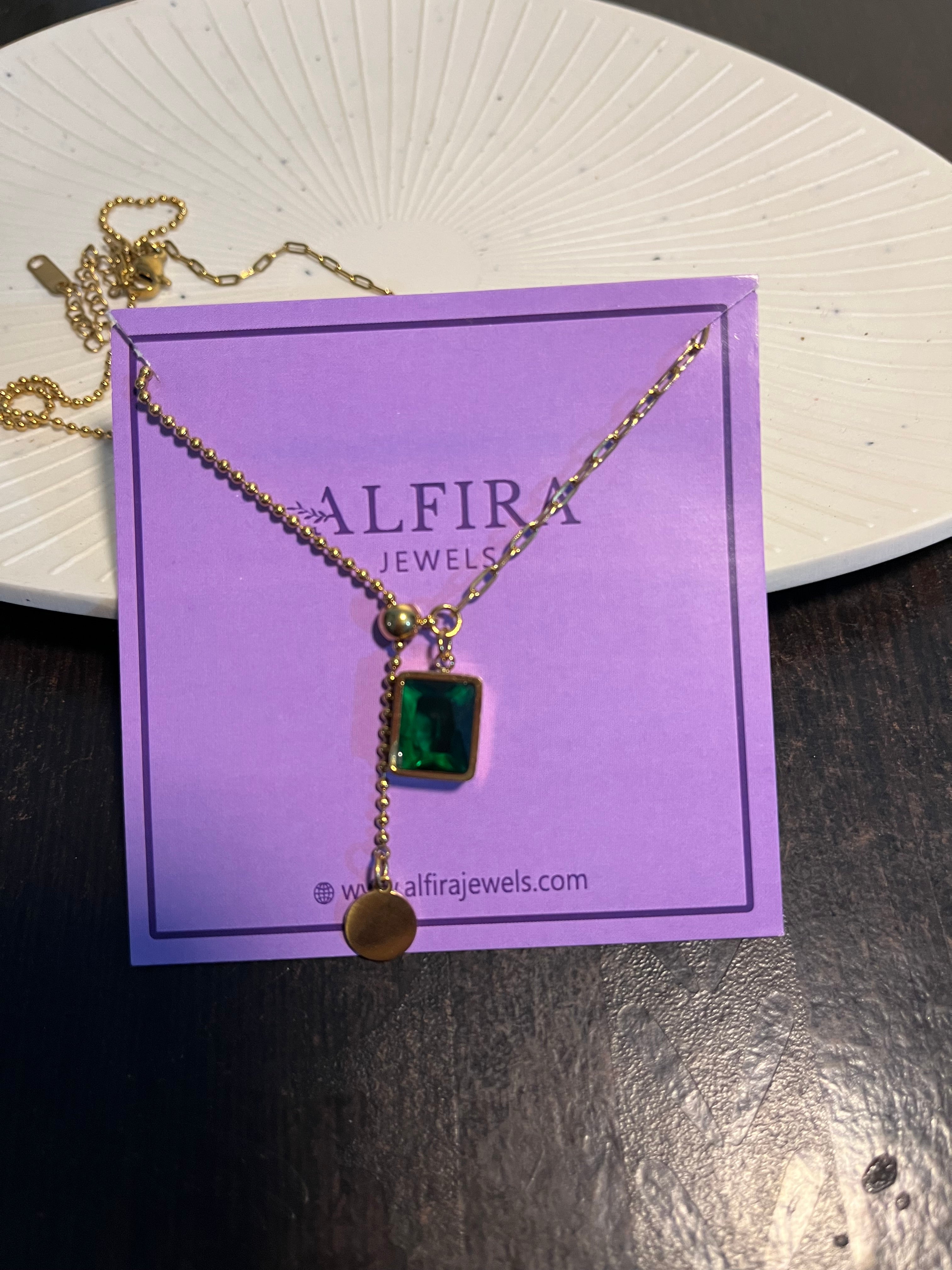 Emerald Green Crystal Pendant Necklace