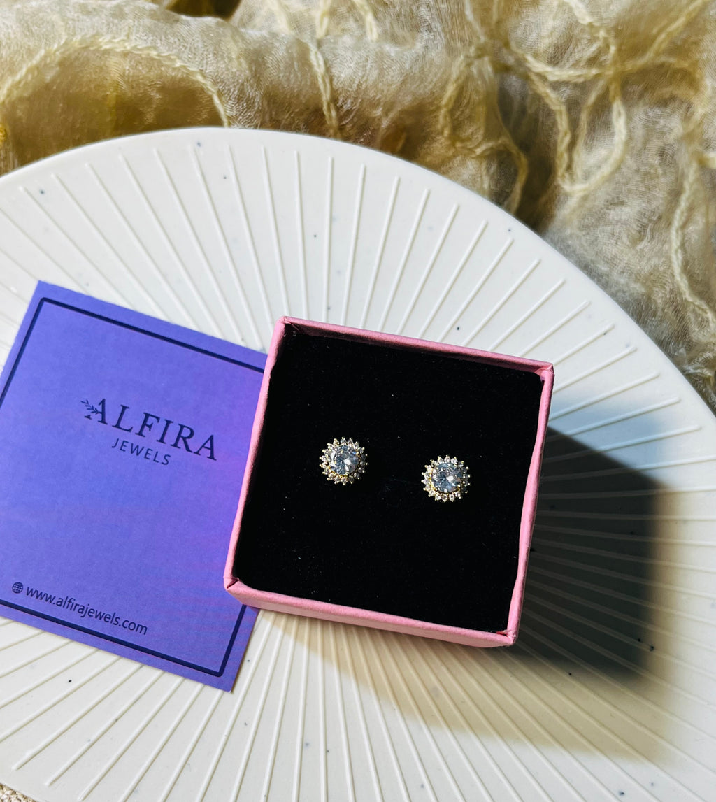 Crystal Flower Stud Earrings