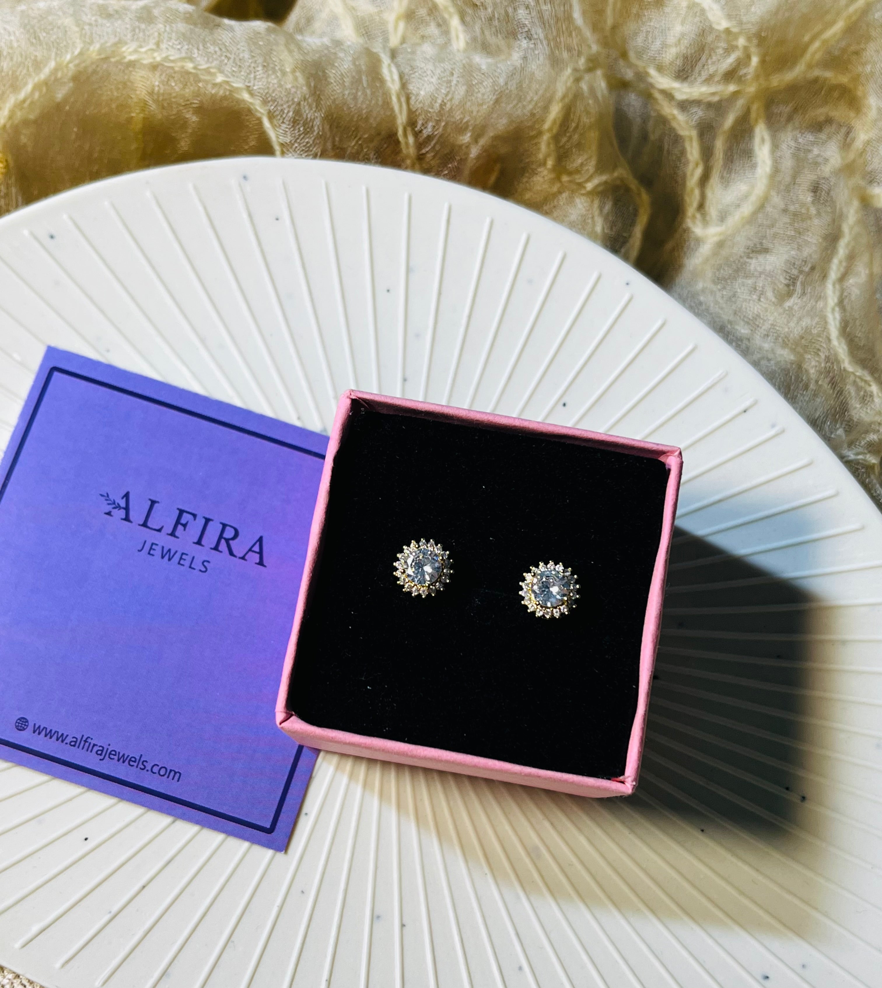 Crystal Flower Stud Earrings