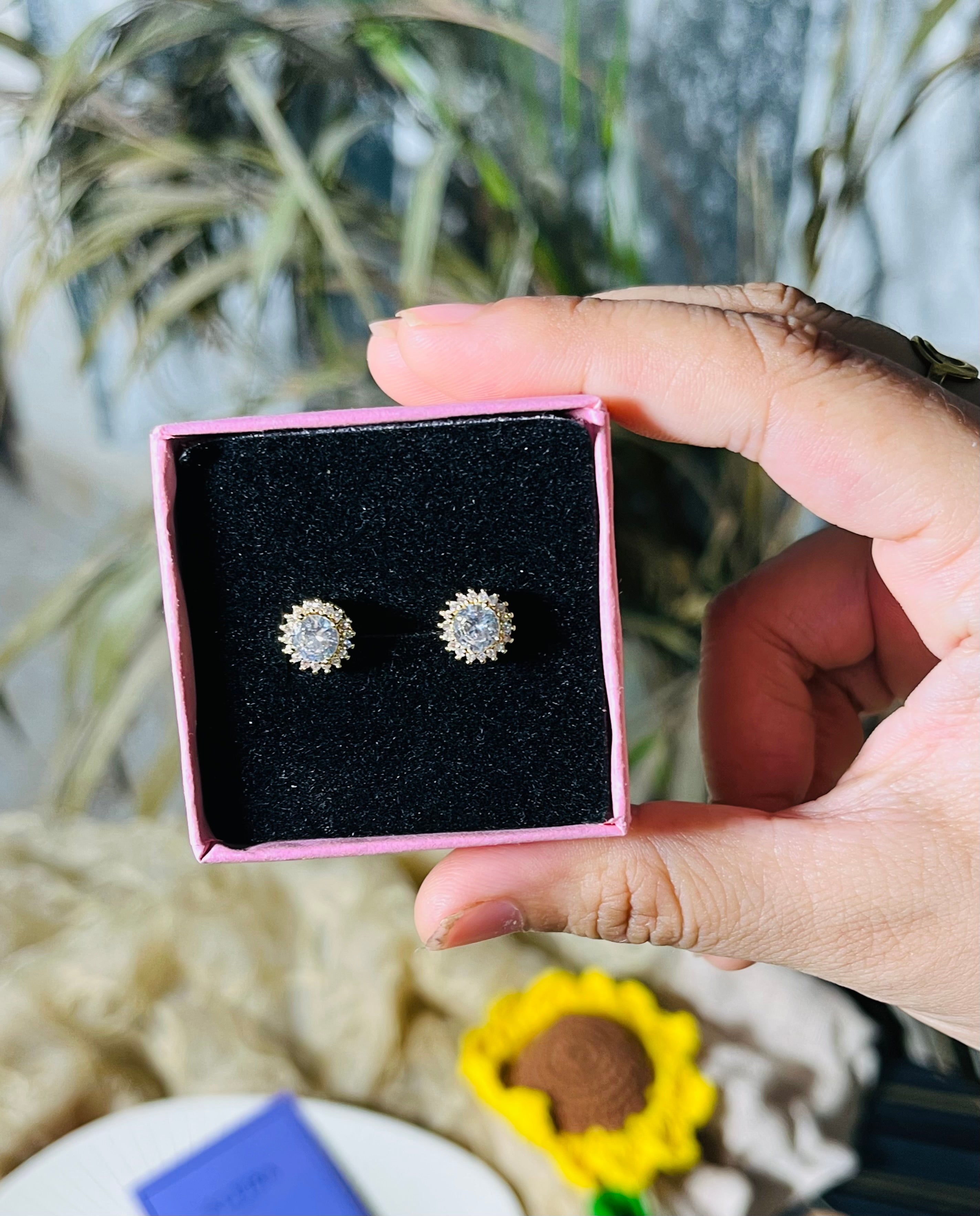 Crystal Flower Stud Earrings