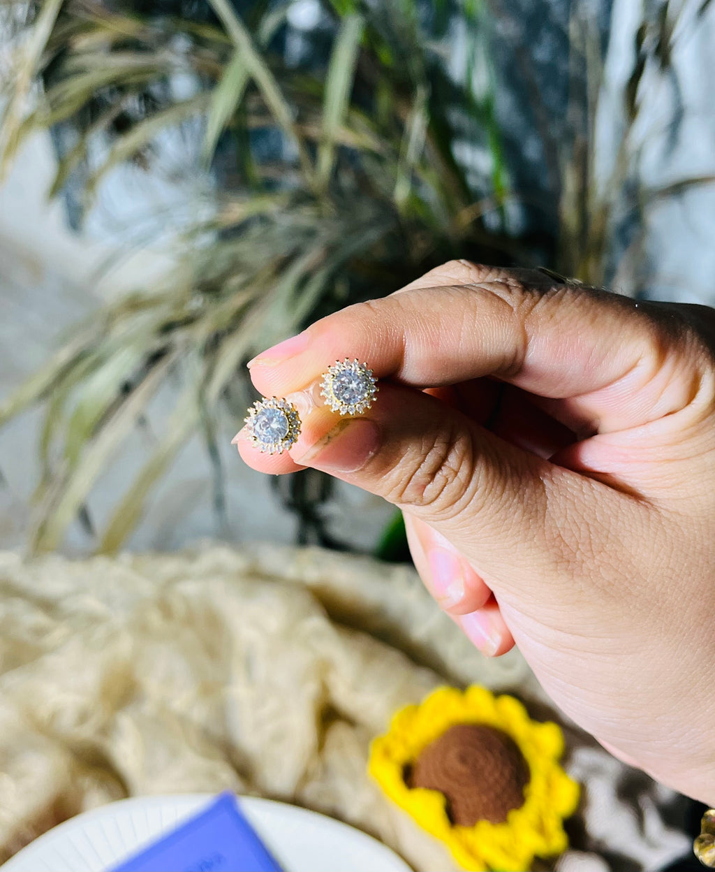 Crystal Flower Stud Earrings