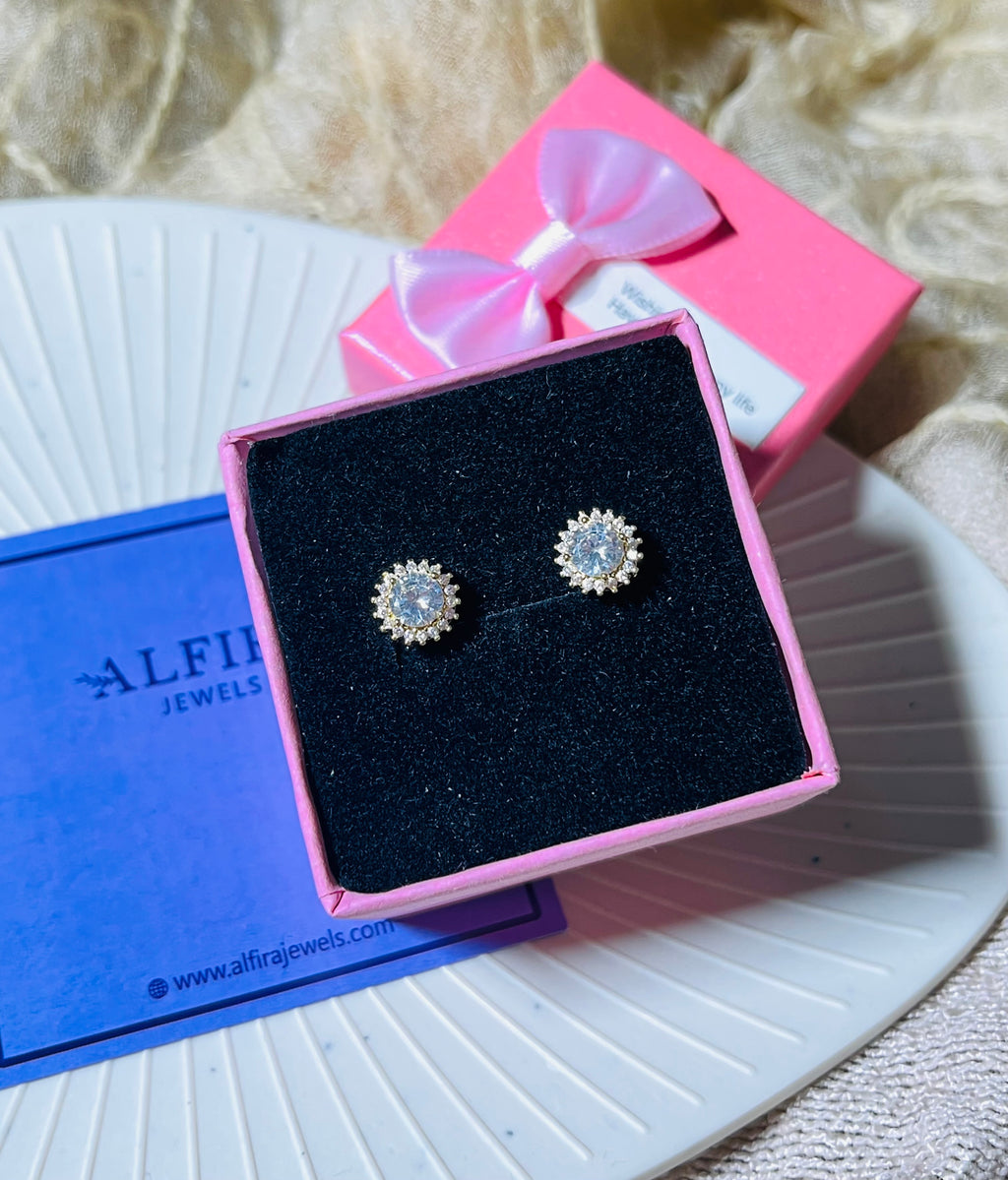 Crystal Flower Stud Earrings