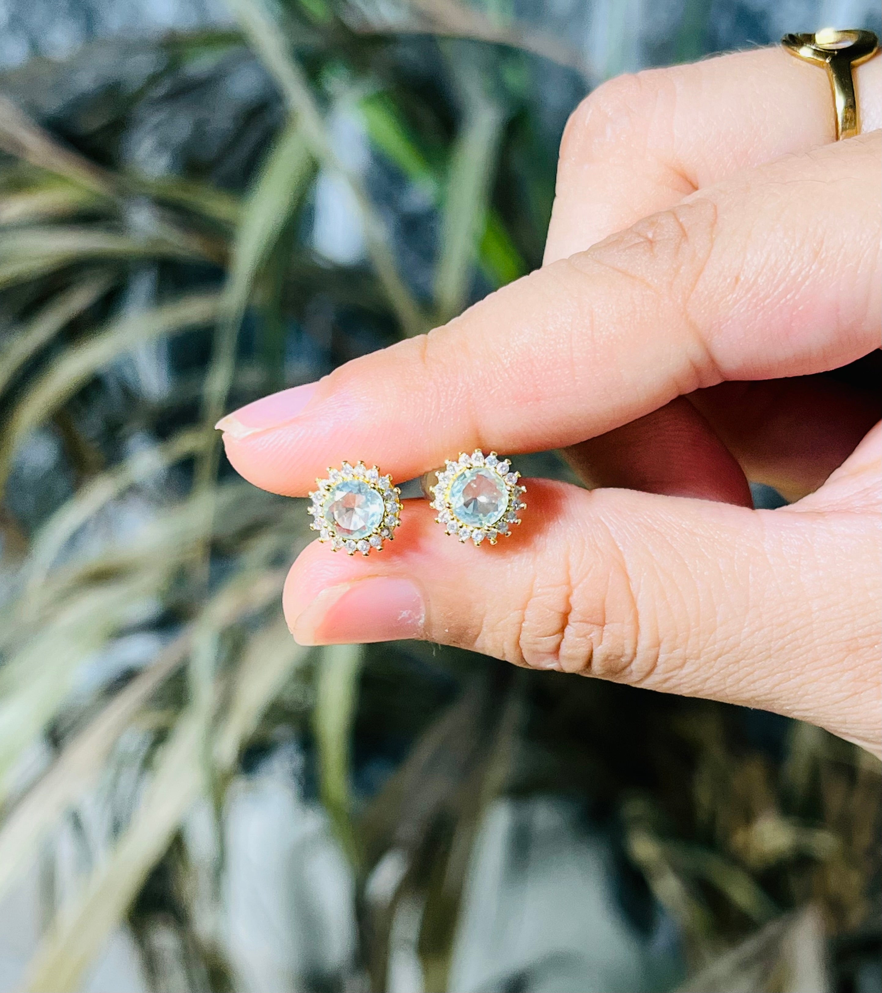Crystal Flower Stud Earrings