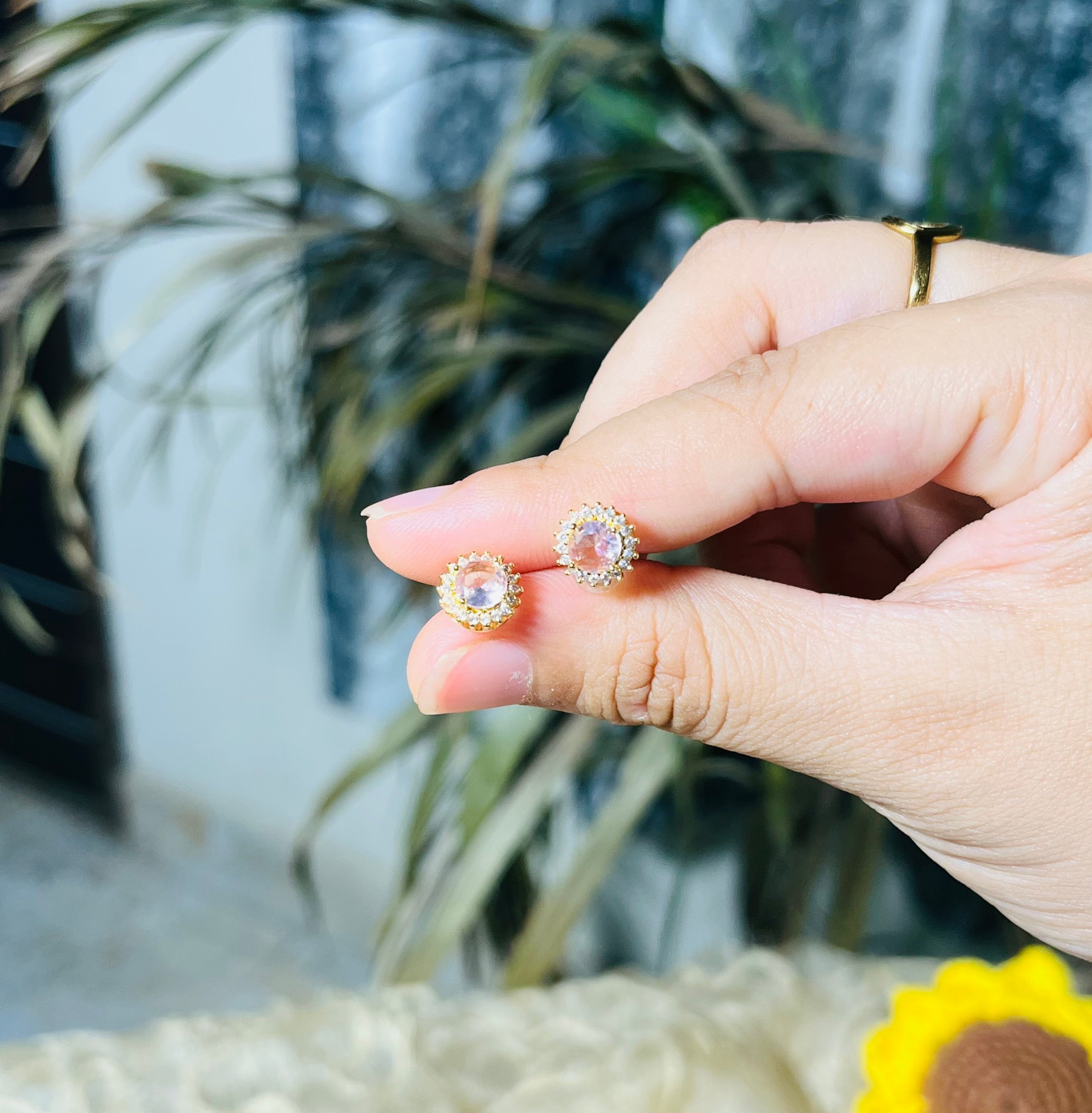 Crystal Flower Stud Earrings