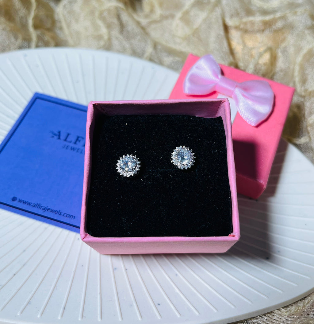 Crystal Halo Stud Earrings