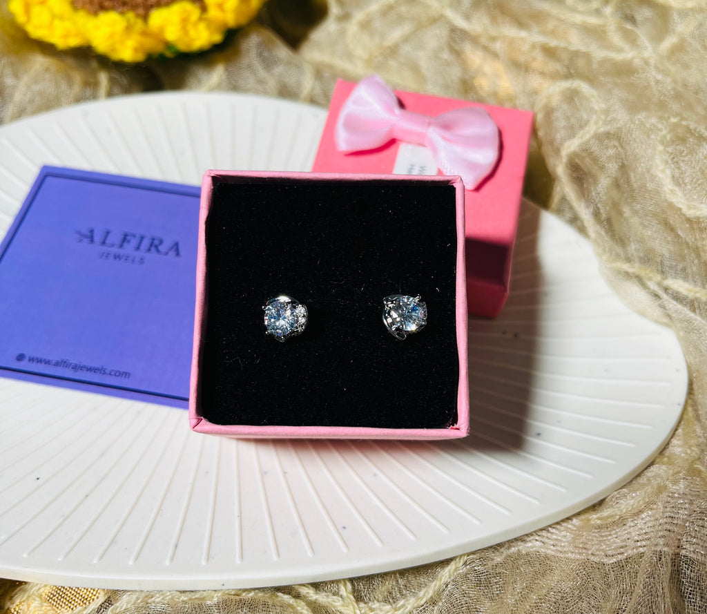 Silver flower studs