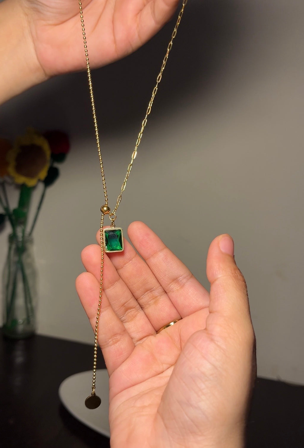 Emerald Green Crystal Pendant Necklace