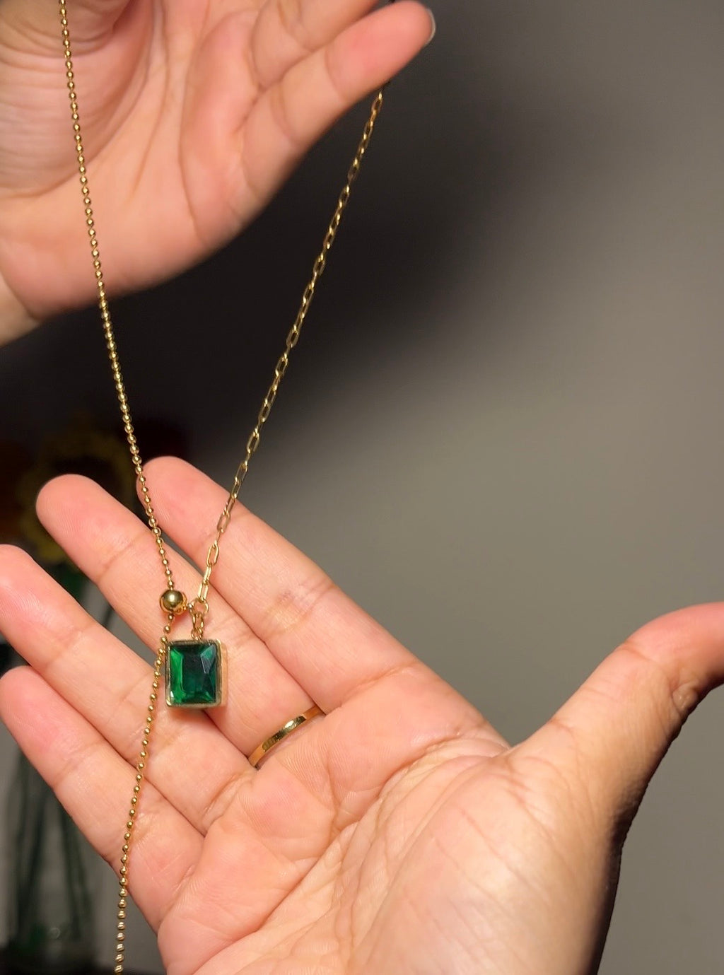 Emerald Green Crystal Pendant Necklace