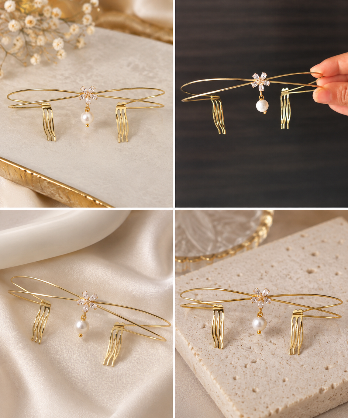 Elegant pearl hair vine