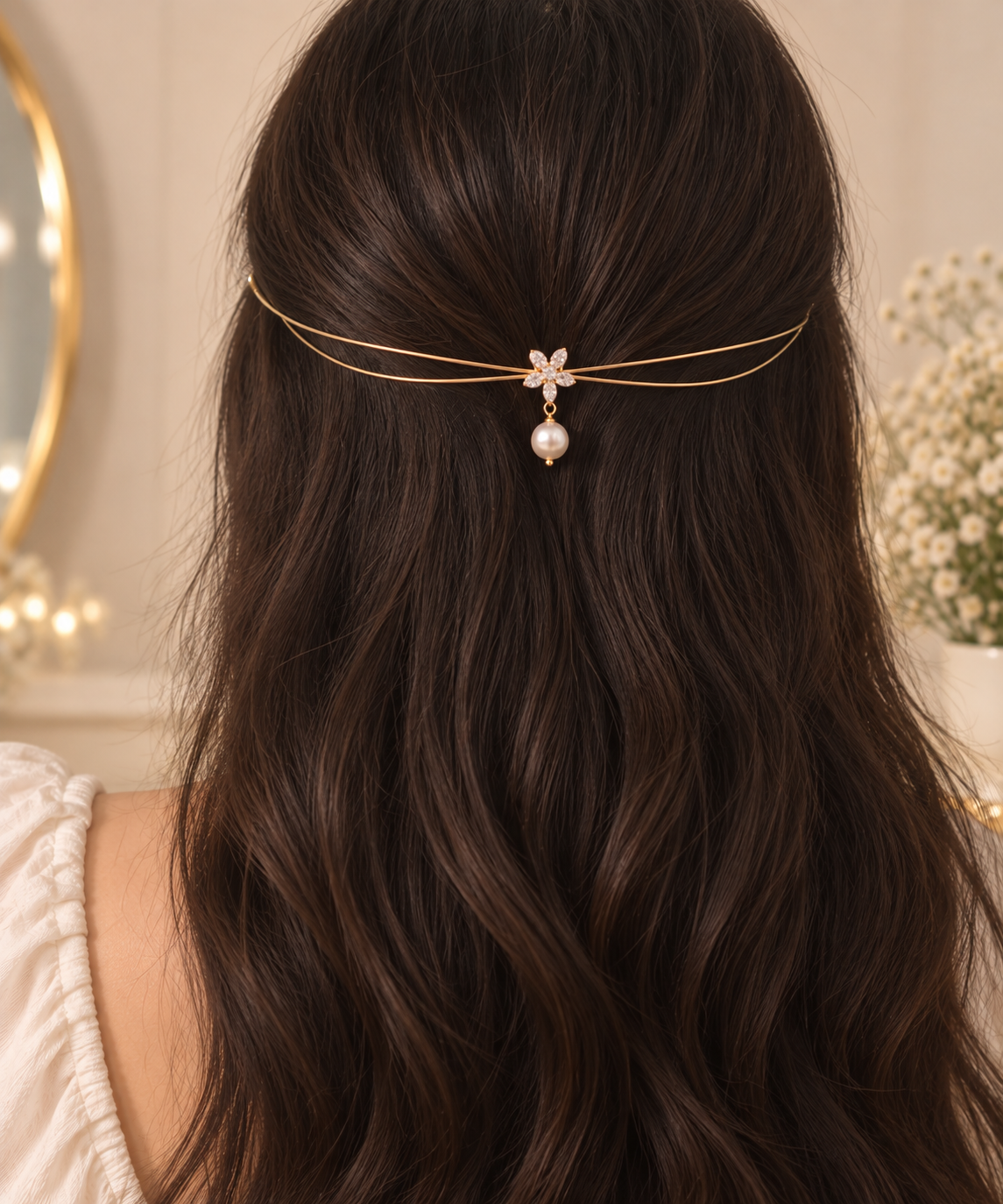 Elegant pearl hair vine